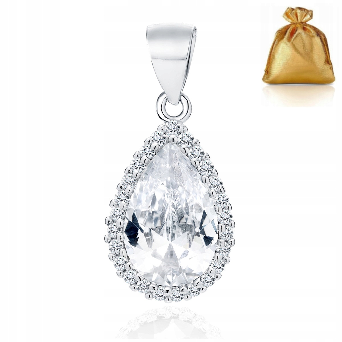 Stříbrný Přívěsek Bílý Křišťál Se Zirkony Stříbro Ryzosti 925 Rhodiovaný