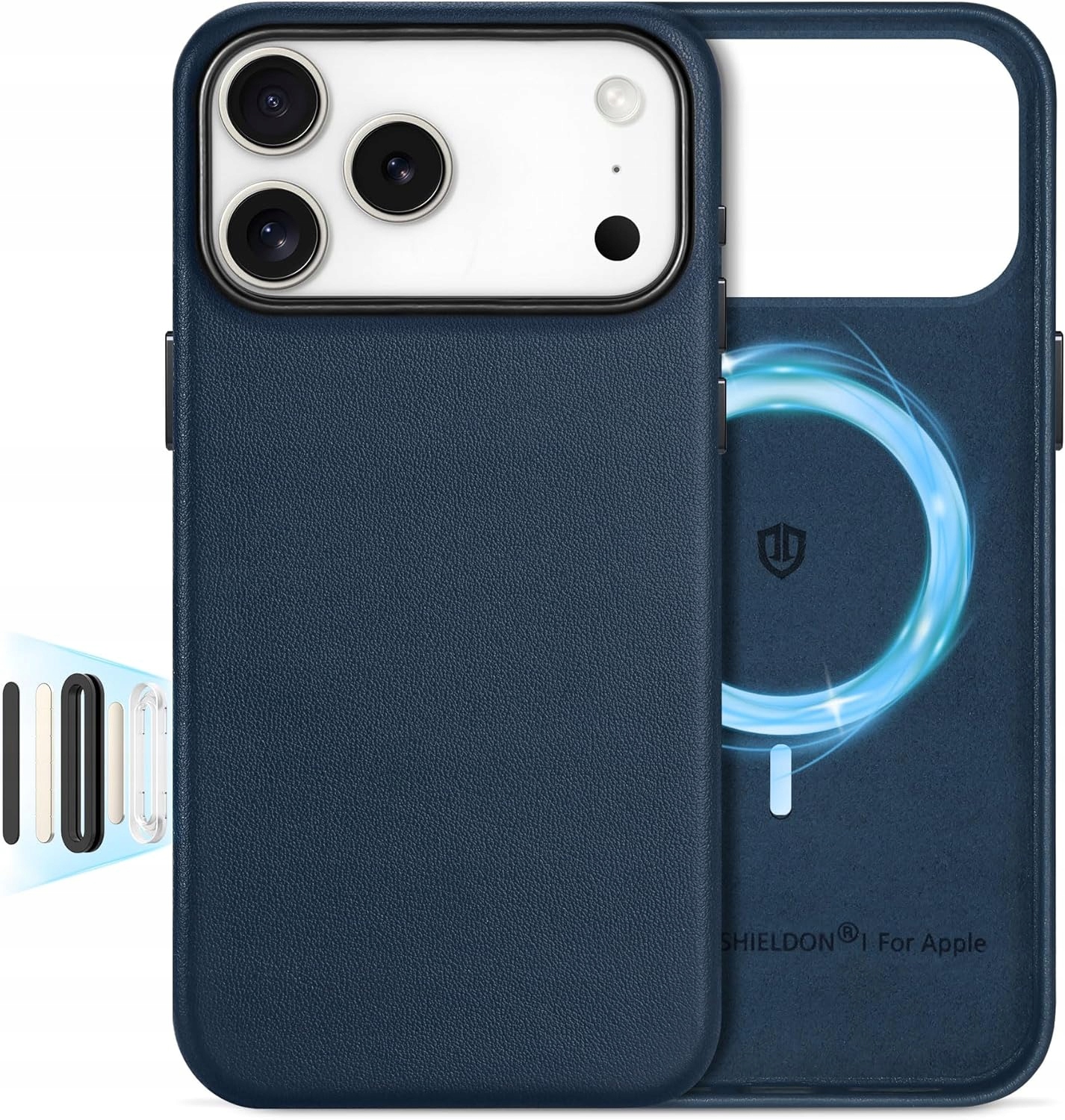 Pouzdro Shieldon Pravá magnetická kůže pro iPhone 17 Pro Max69 palců, modré