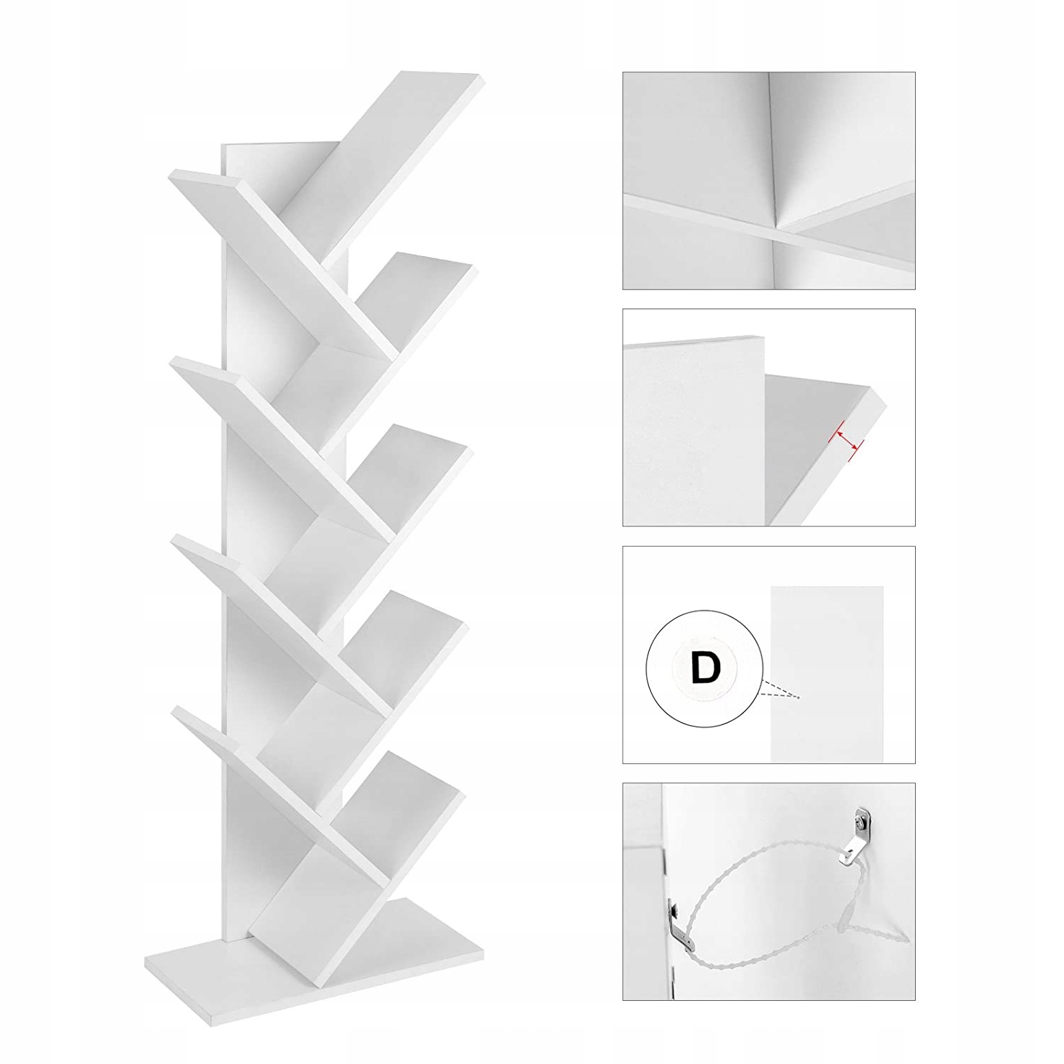 REGAŁ na książki w kształcie drzewka BIAŁY Kolor mebla biały