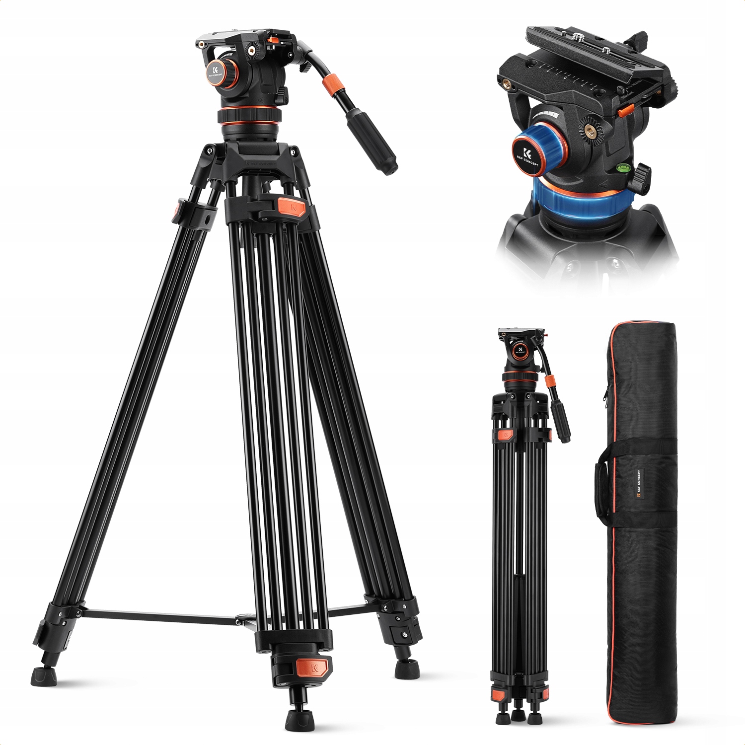 Profesionální filmový stativ pro natáčení videa Olejová hlava K&f 192 cm