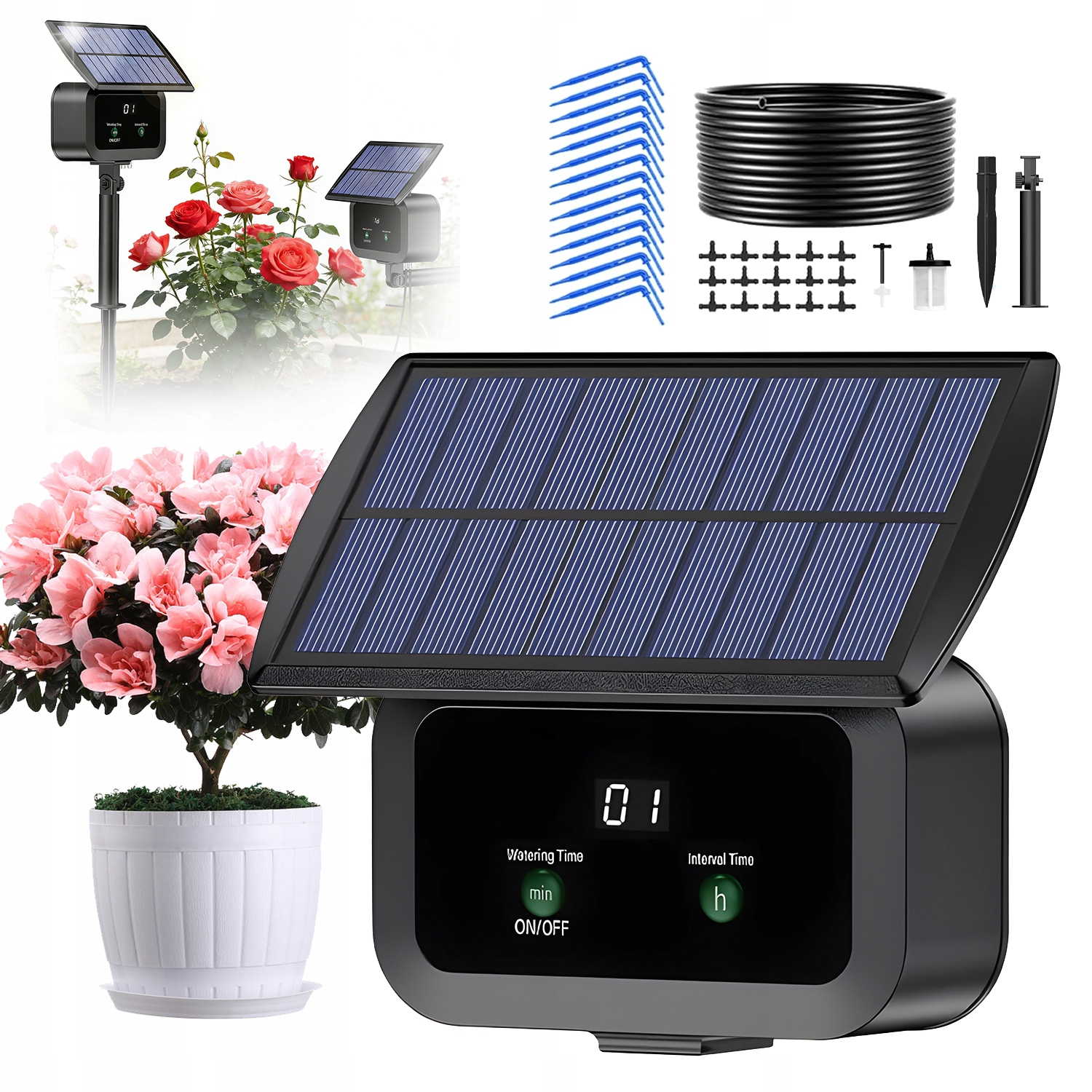 Solární Zavlažovací Systém 2200 Mah, Voděodolný Pro Zahradu A Balkon