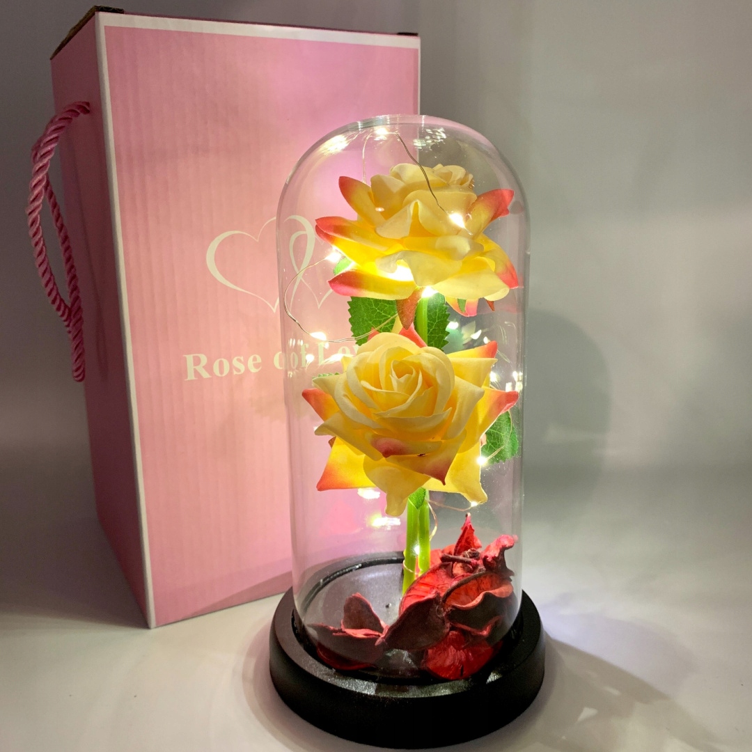 WIECZNA RÓŻA W SZKLE ŚWIECĄCA LED PREZENT PUDEŁKO EAN (GTIN) 5905711536679