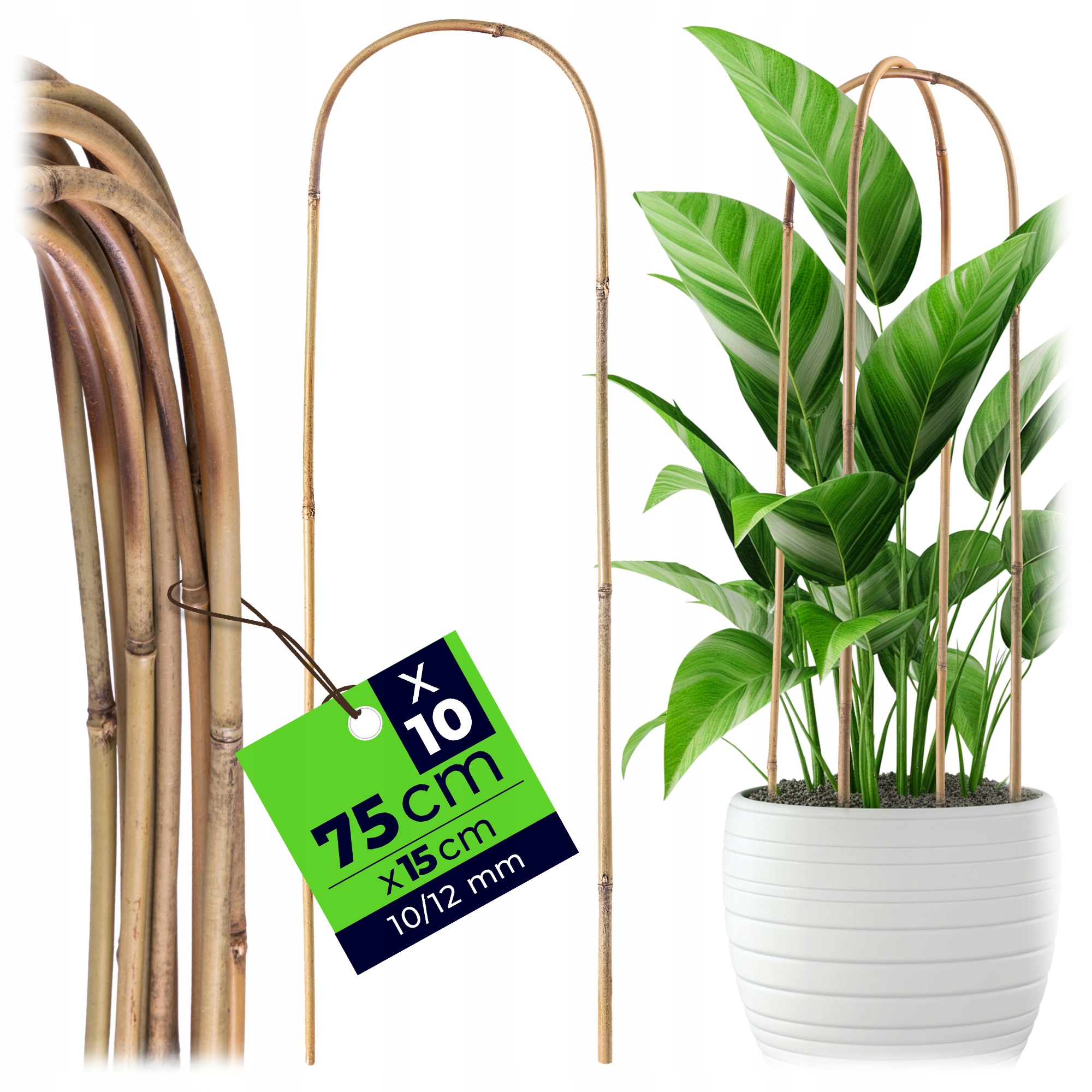 10 SZT PODPORA DO ROŚLIN BAMBUSOWA 75 cm ŁUK KWIATÓW PNĄCZY PODPÓRKA PAŁĄK