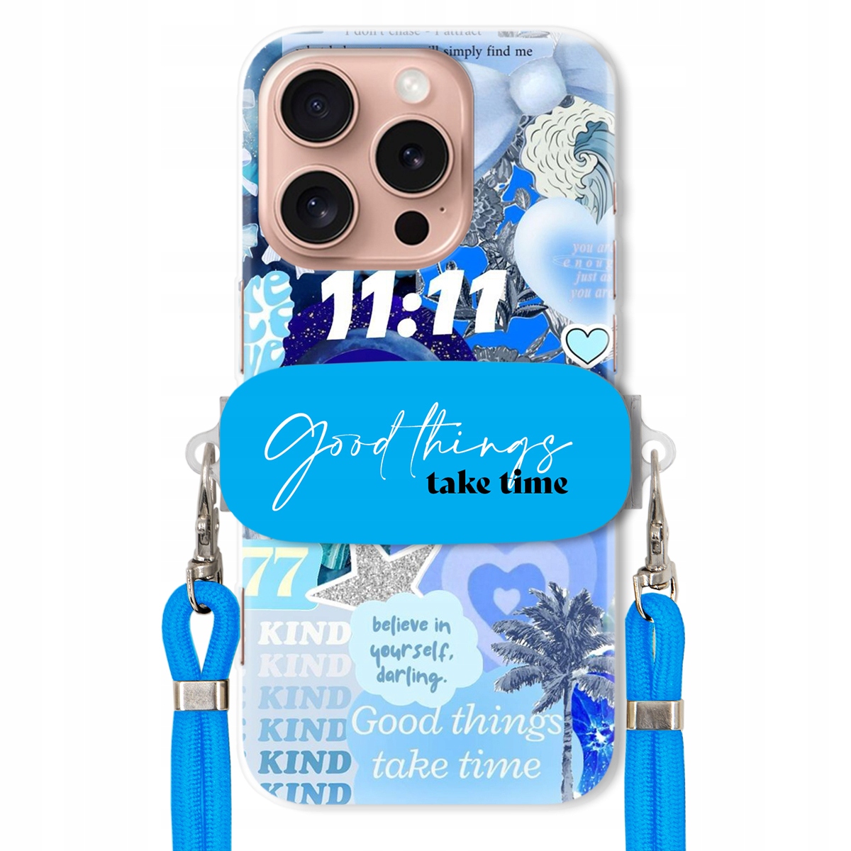 Pouzdro pro iPhone 16 Pro Držák Vodítko Crossbody Good Things Take Time Lata