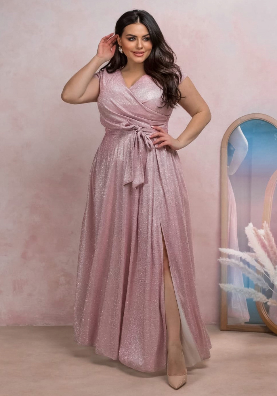 Šaty Na Svatební Hostinu Amanda Lux Špinavě Starorůžová 44