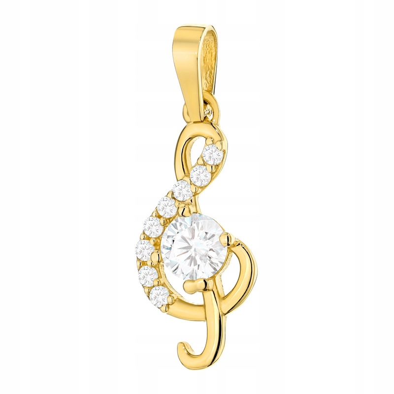 Zlatý Přívěsek Přívěsek pr. 585 Violinový klíč Nutka se zirkonem 14k