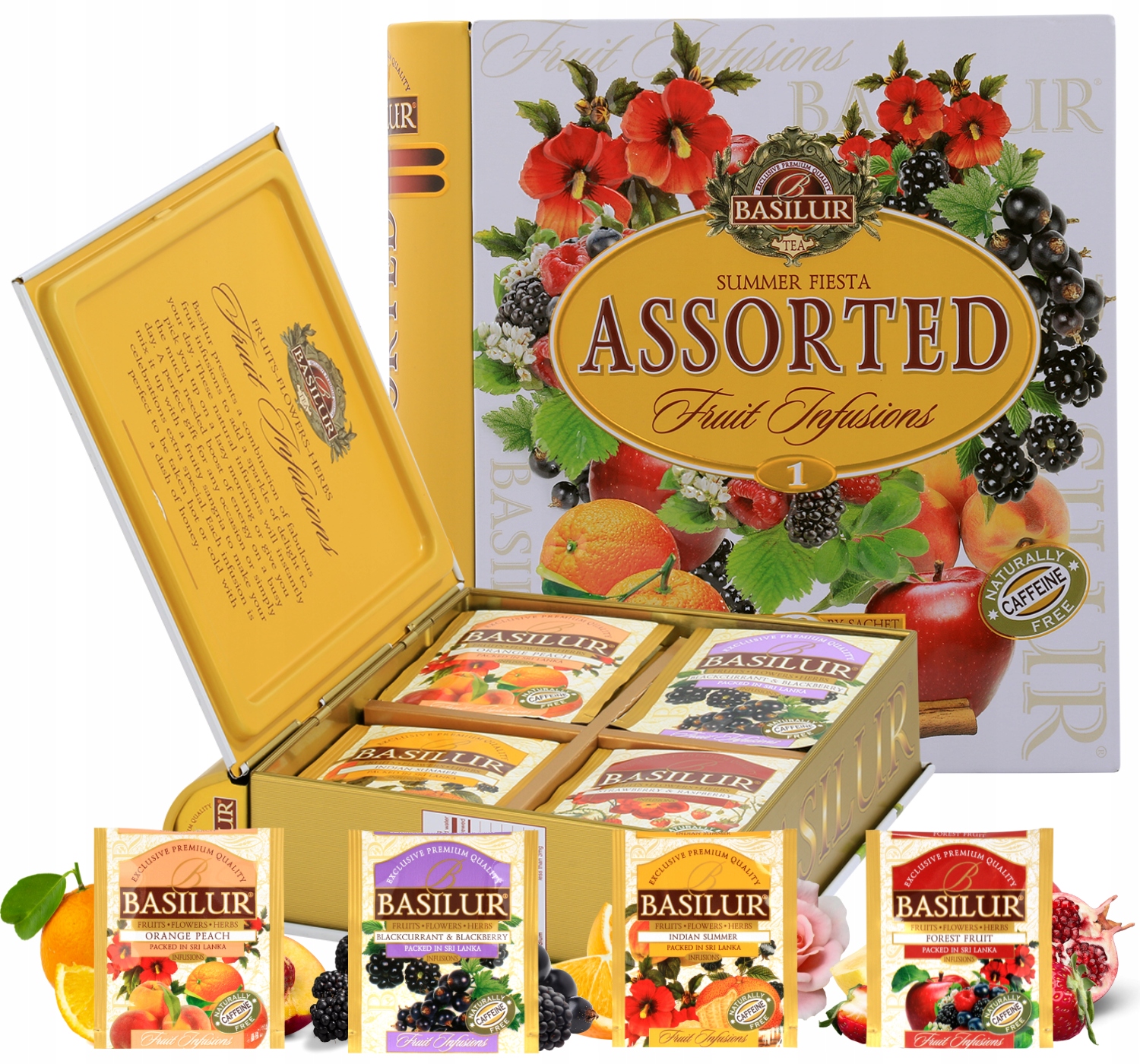 Levně Basilur Summer Fiesta sada ovocných čajů 4 Příchutě 32 ks Sáčků