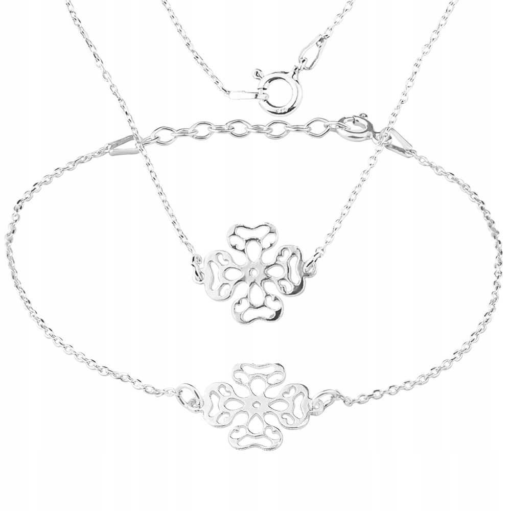 Stříbrný Komplet Celebrit Prolamovaných Čtyřlístků 925