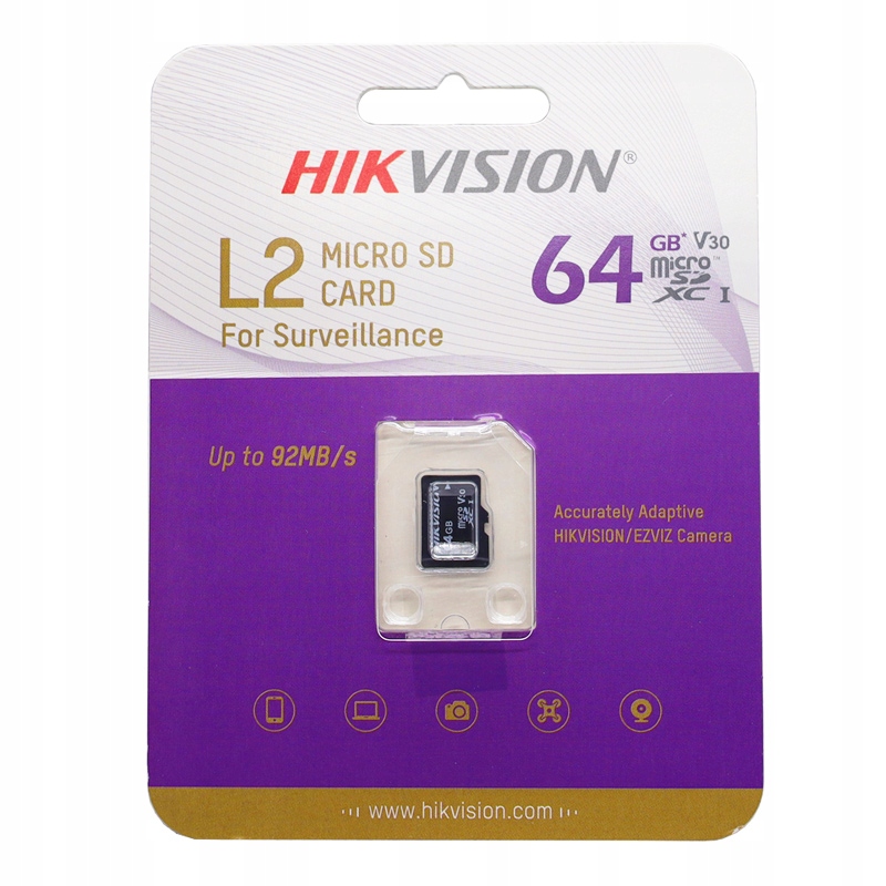 

Karta microSD do pracy 24/7 Hikvision 64GB Cctv Sd