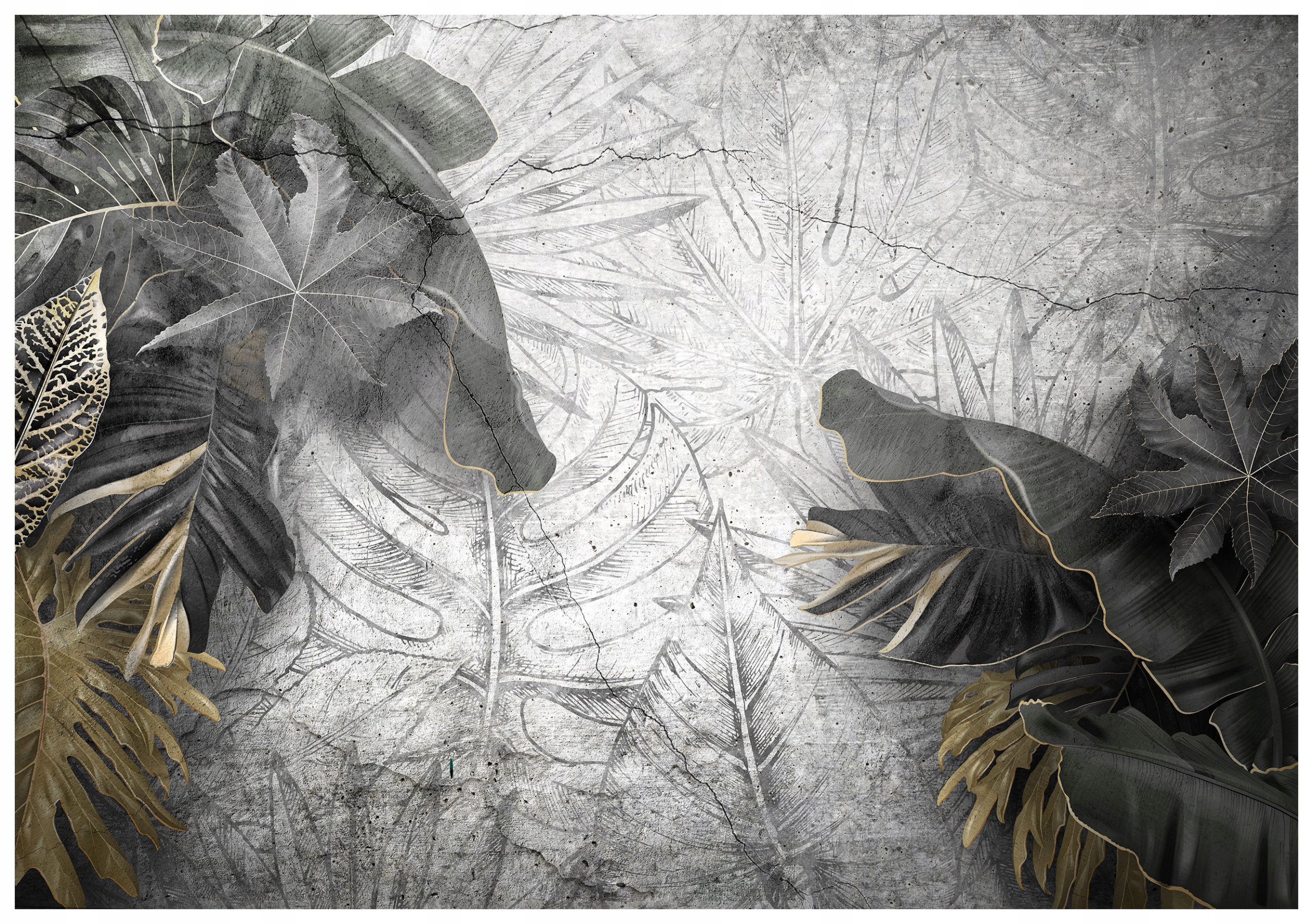 Fototapeta Zlaté listy na betóne tropický minimalizmus 368x254 lepidlo