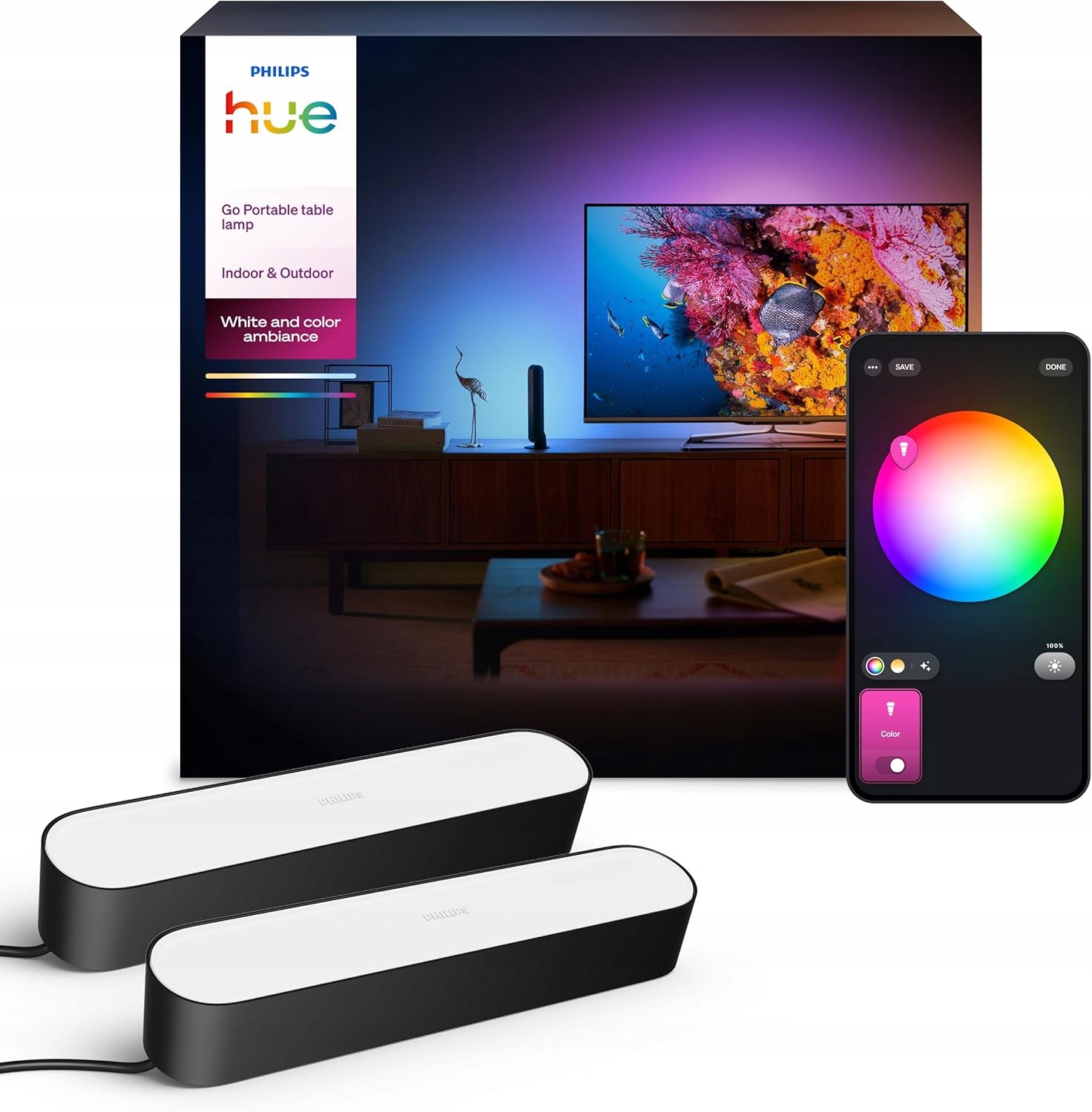 Stolní lampa podlouhlá Led Rgb Gamingová Tv Pc Play Philips Hue 2 ks