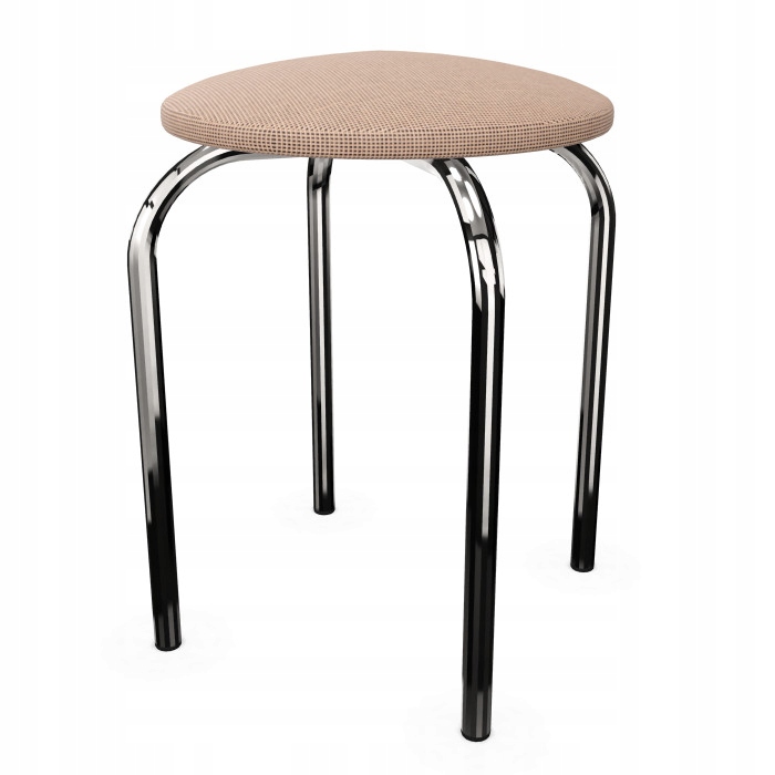 Taboret stołek kuchenny tapicerowany CHICO chromowany C4 beż Nowy Styl