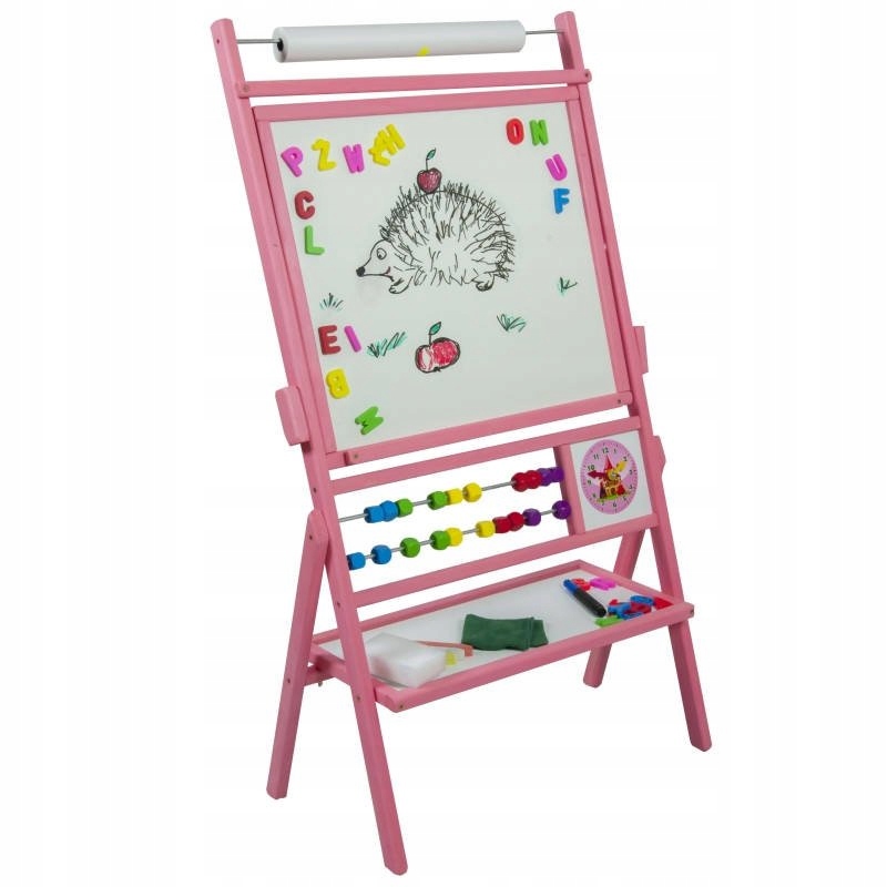 DUŻA Obrotowa TABLICA KREDOWO MAGNETYCZNA 6w1 RÓŻ Marka 3toysm
