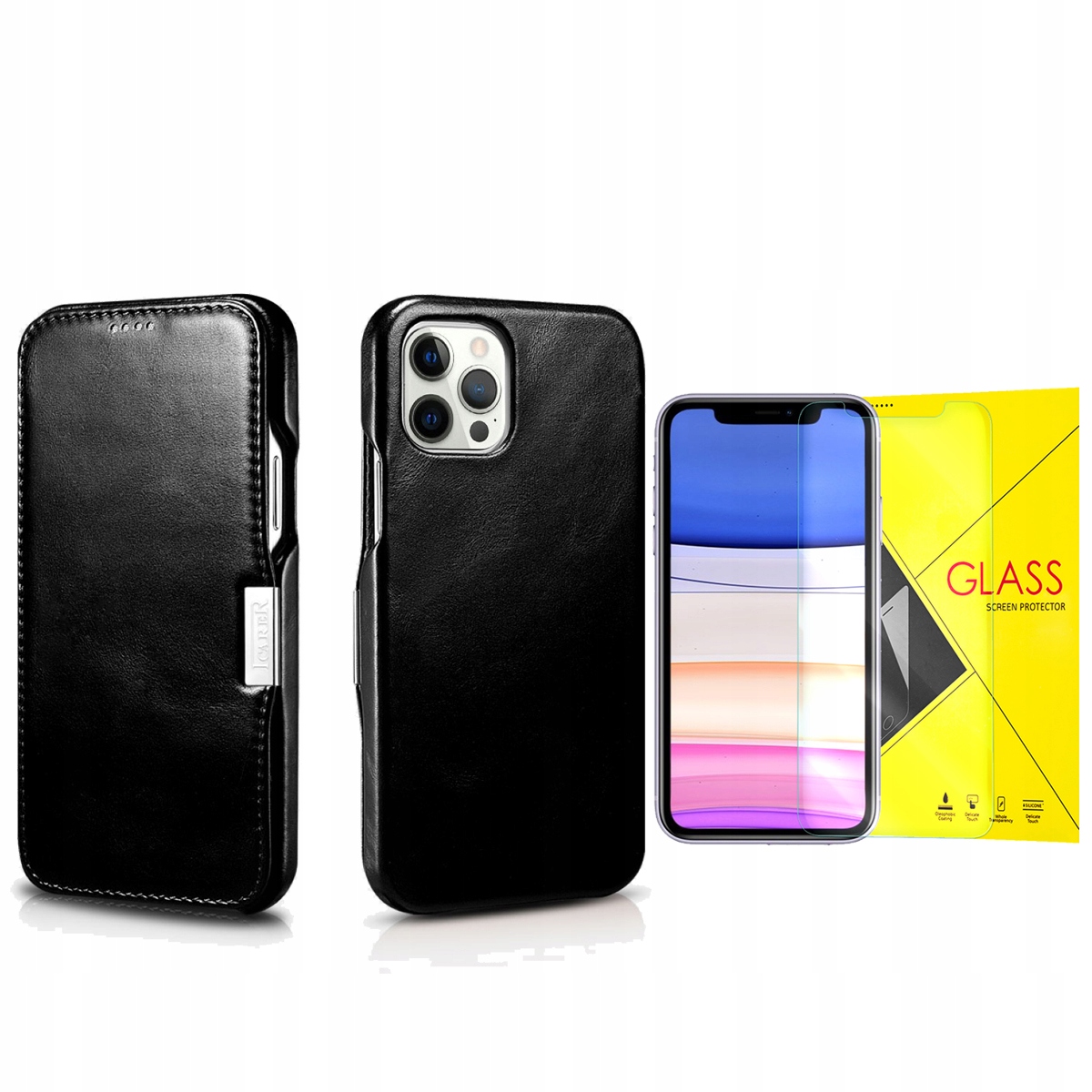 

Icarer Etui Do Iphone 12/12 Pro + Szkło Hybrydowe