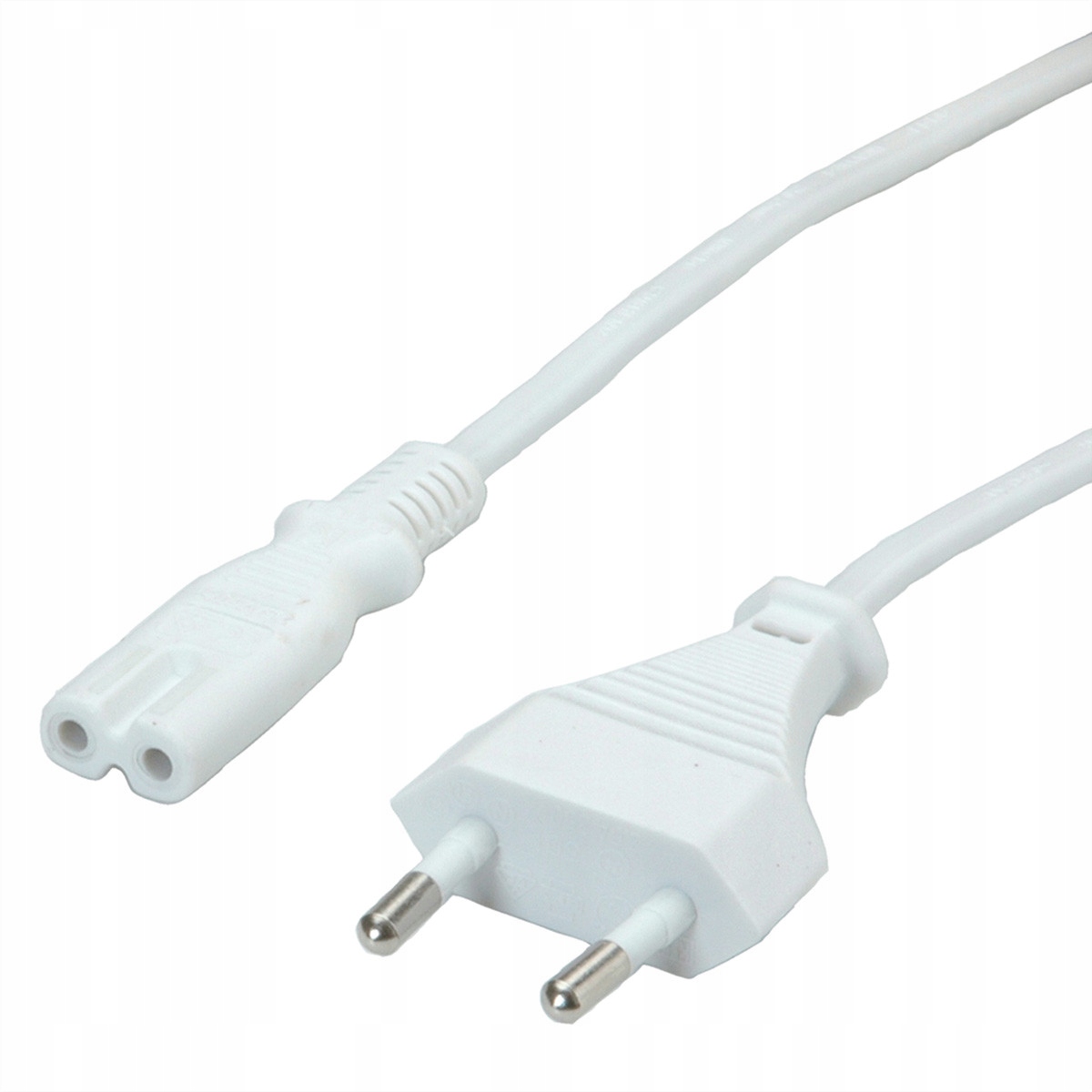 VALUE Euro Kabel zasilający, 2-pinowy, biały, 1 m