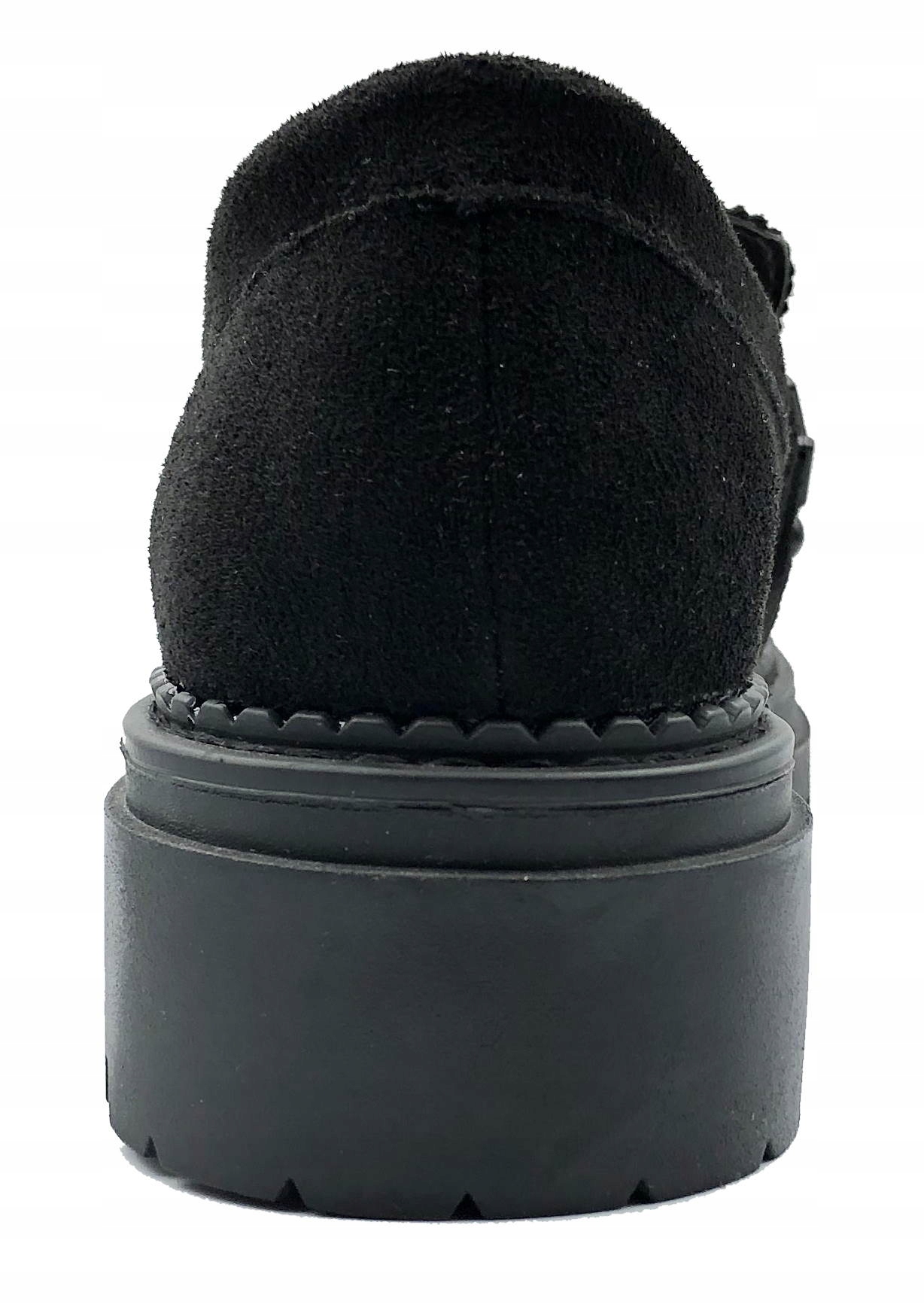 PÓŁBUTY NA PLATFORMIE ZAMSZOWE MOKASYNY CZARNE 36 Rozmiar 36