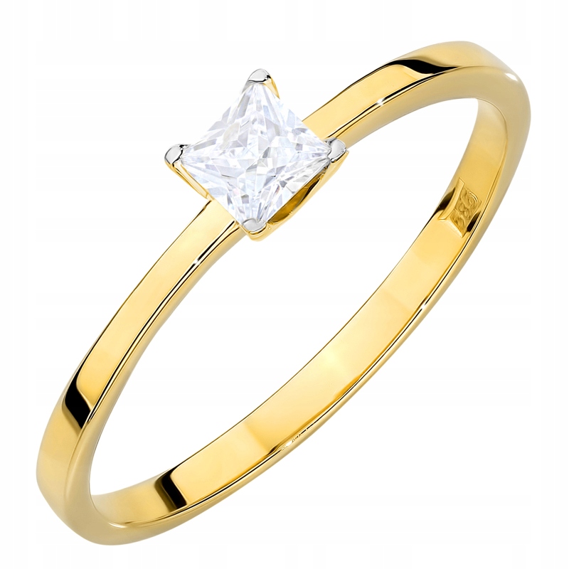 Zlatý Prstýnek pr. 585 14k Čtvercový laboratorní diamant 0,30ct 14k