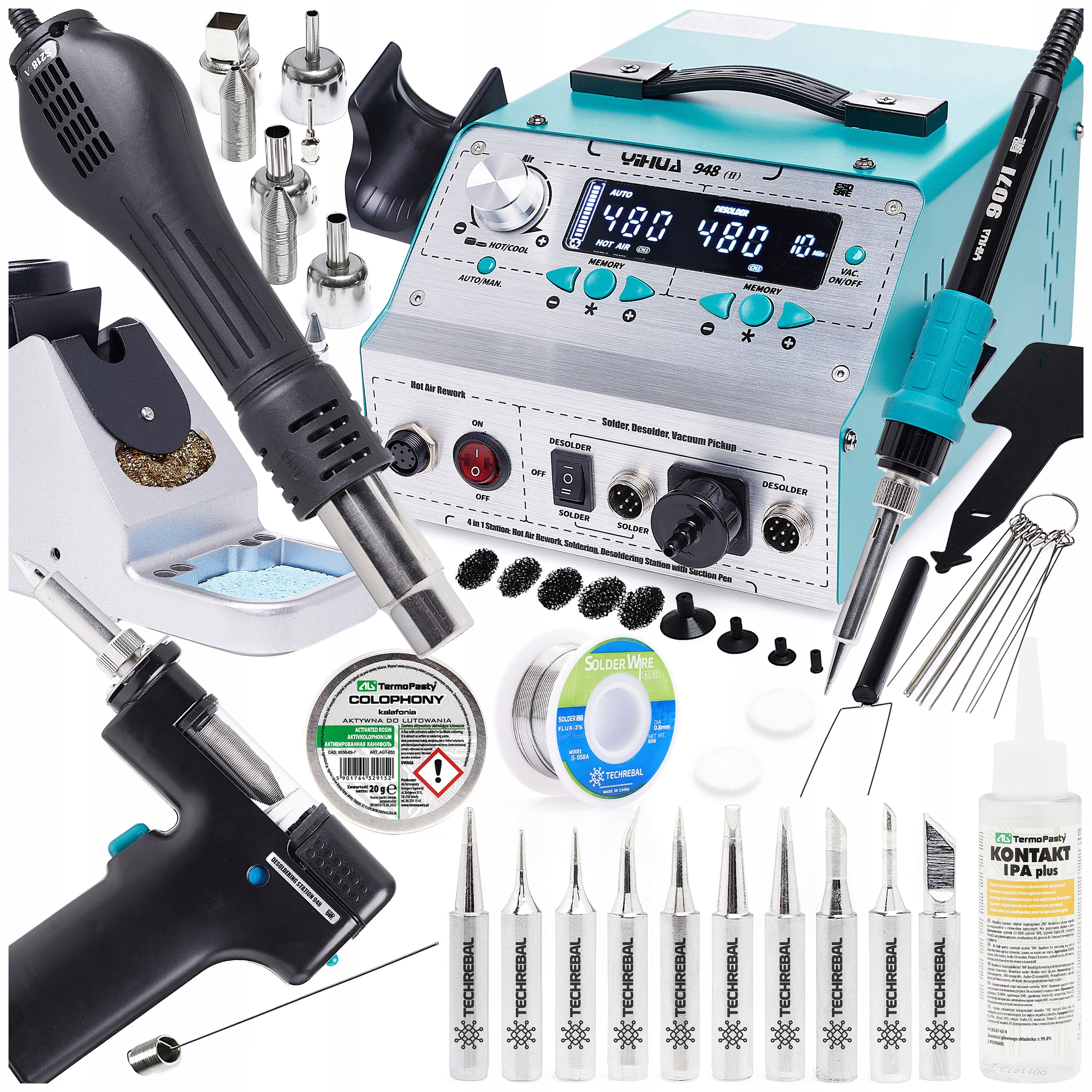 Pájecí Stanice 948-II Yihua Odpáječka Hotair 10 Hrotů Cín Sada