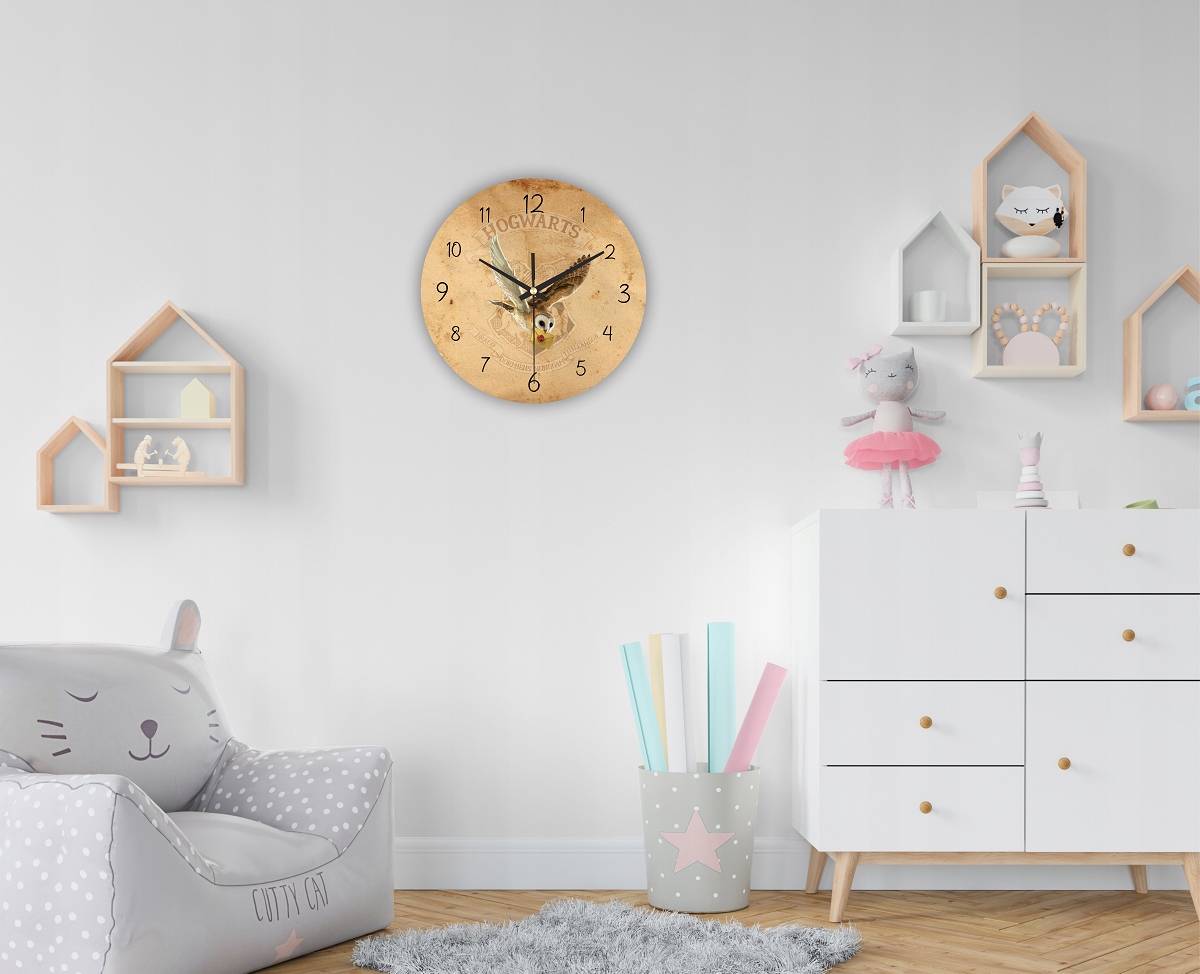 Zegar Ścienny Dla Dzieci Harry Potter Hedwiga 30cm Stan opakowania oryginalne