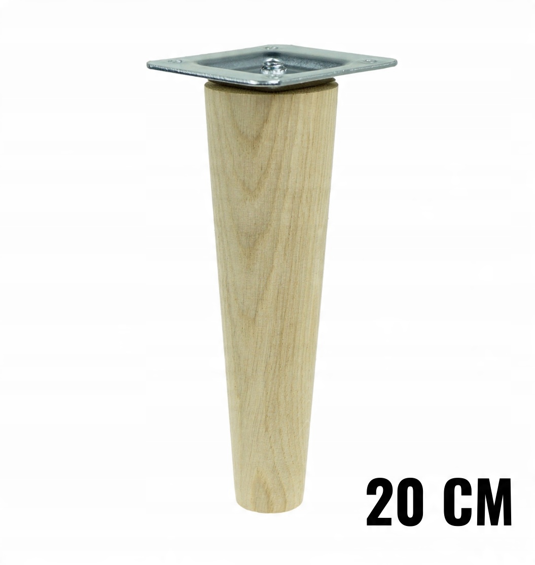 

nóżka dębowa noga mebla 20 cm z blachą montażową