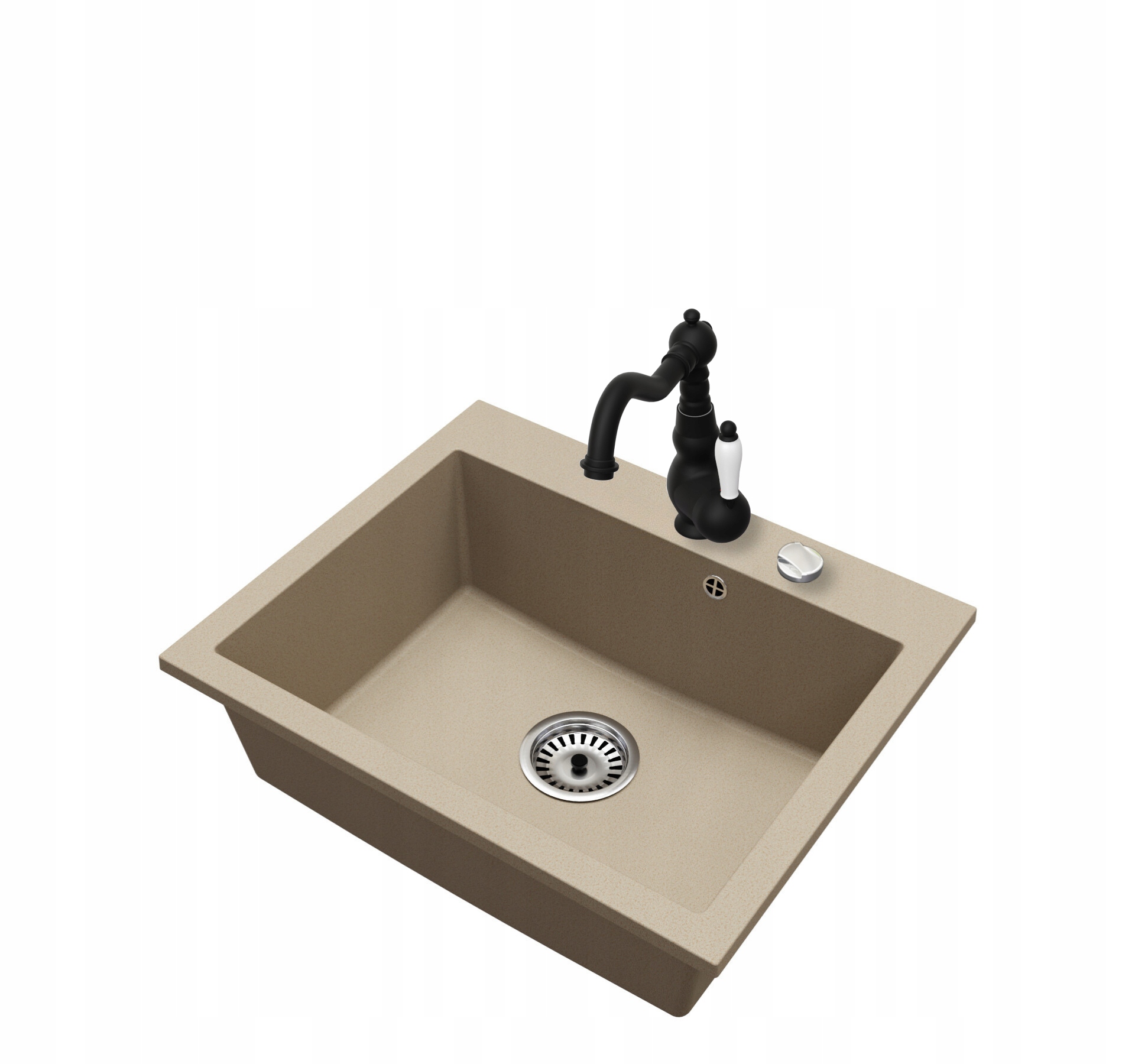 Jednokomorový kuchyňský dřez Brado Elite 60 Baterie Retro Sifon Aut.