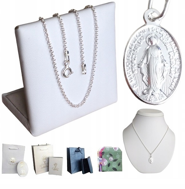 

Łańcuszek srebrny + cudowny medalik Matka Boska