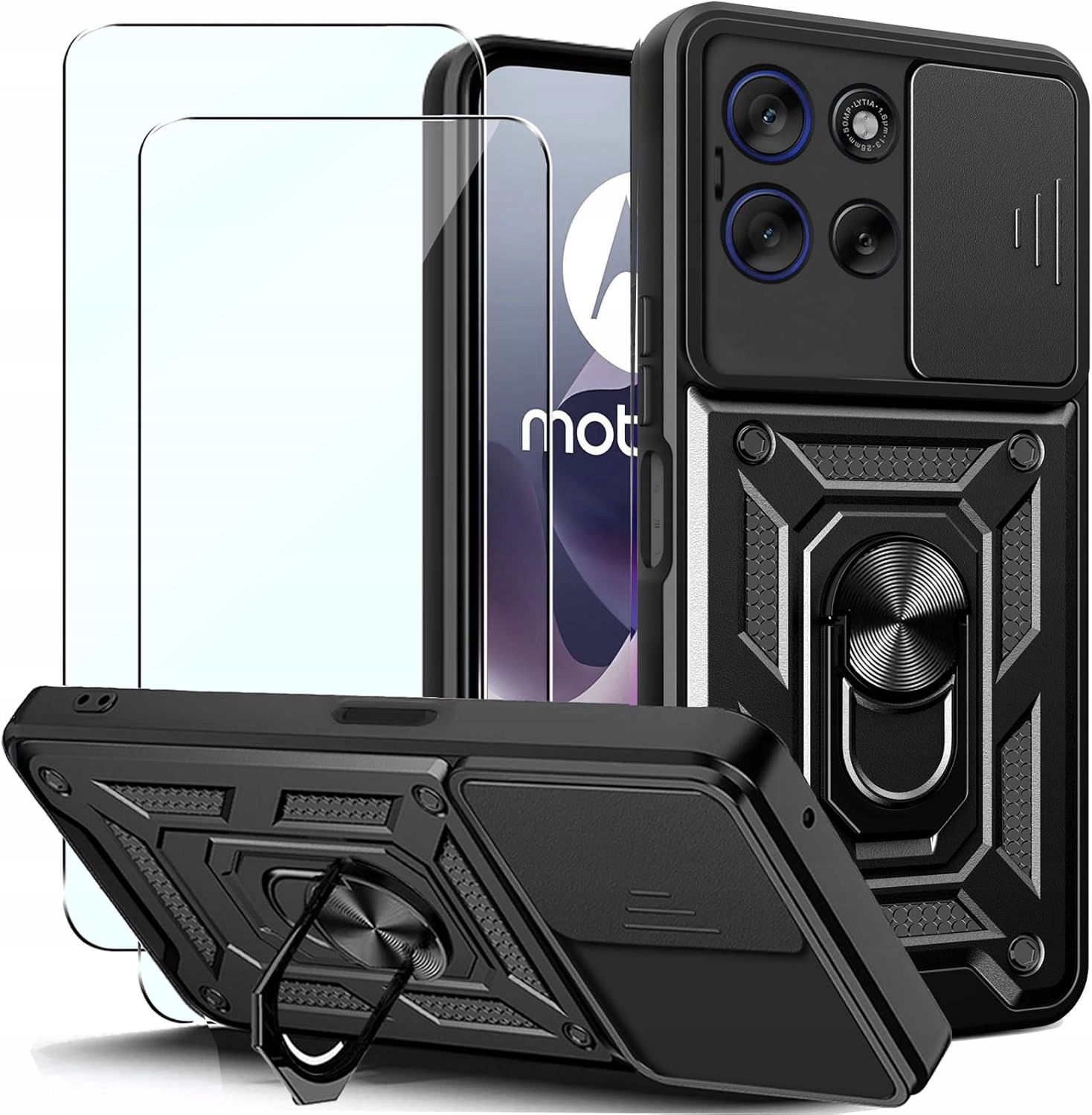 Etui Pancerne Slide Camshield Do Motorola Moto G56 2x Szkło