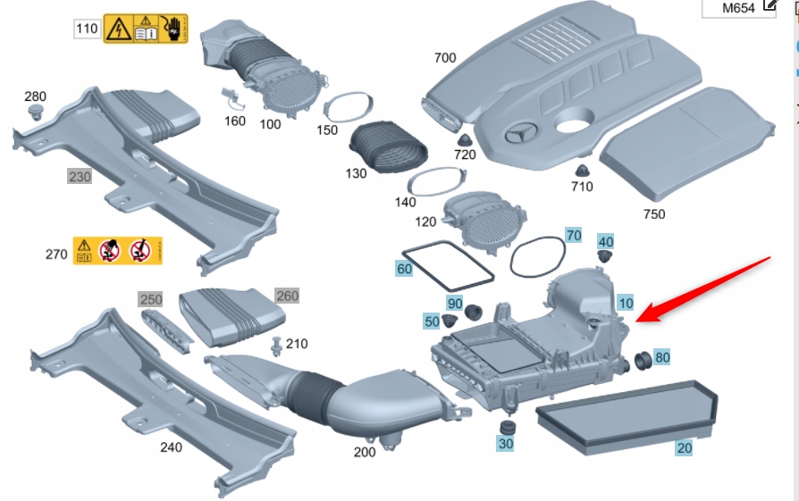 Kryt Vzduchového Filtru Mercedes 200d 220d OM654