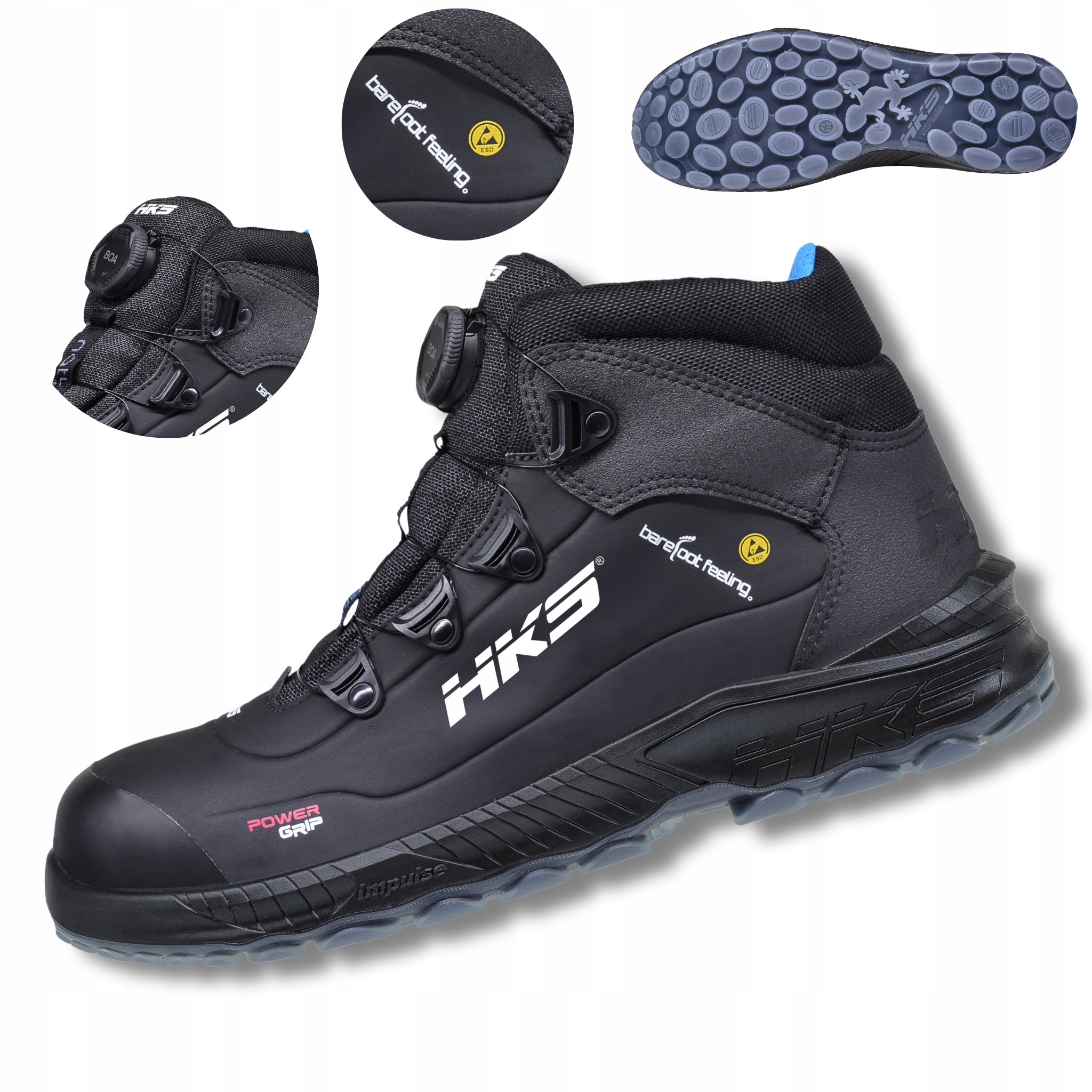 Lekkie Buty Robocze Bhp Trzewiki Ochronne Obuwie S3 Hks Bfs Boa Barefoot