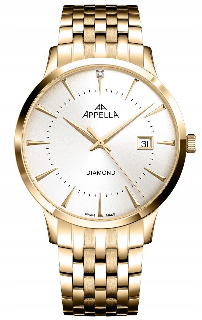 Nowy Zegarek męski Appella L12003.1193DQ Diamond data grawer