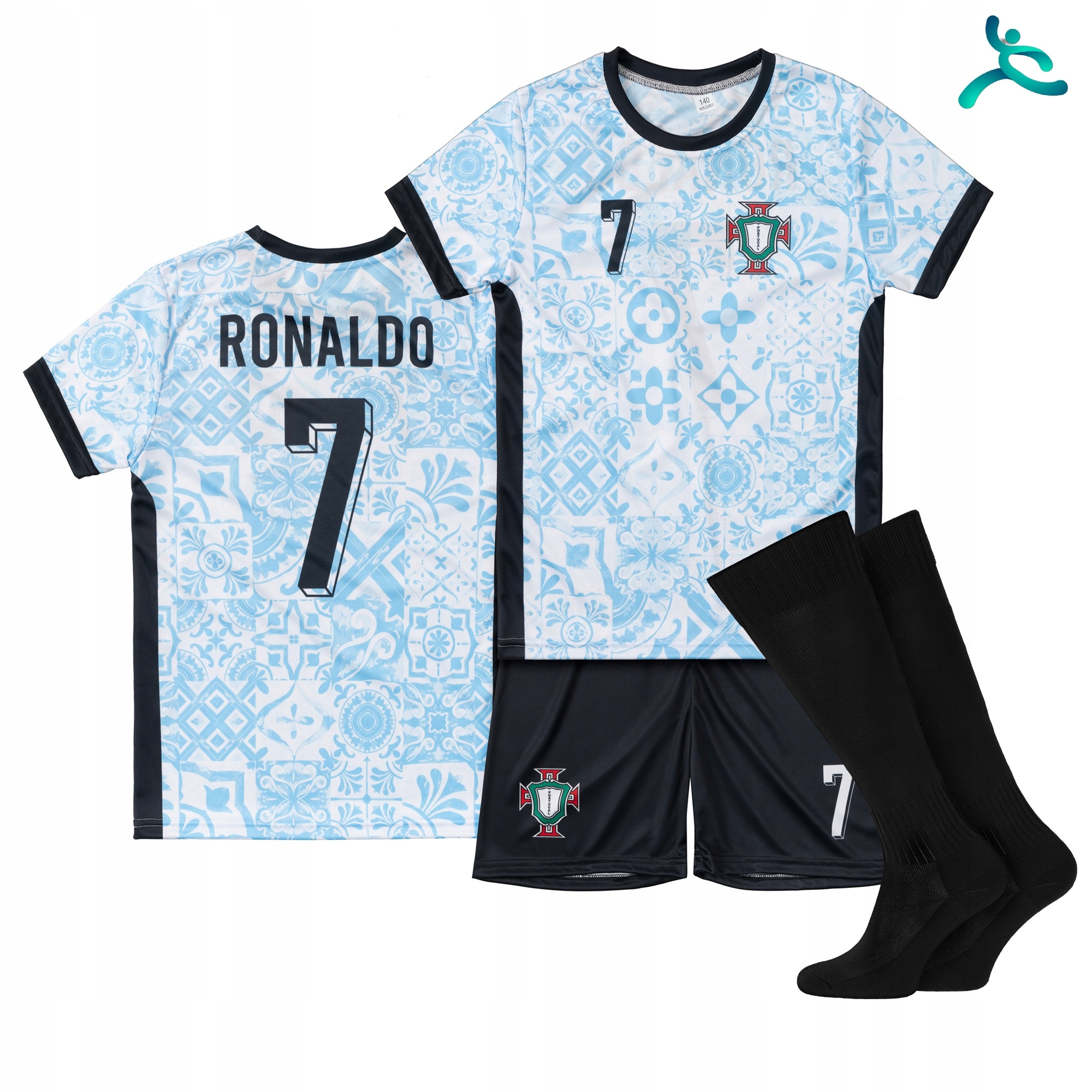 Fotbalové oblečení komplet štulpny Ronaldo Portugalsko vel 170