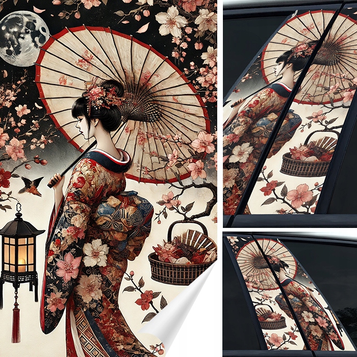 2xNÁLEPKA na sloupek Sloupky dveří auta Japonsko Anime Manga 50x30