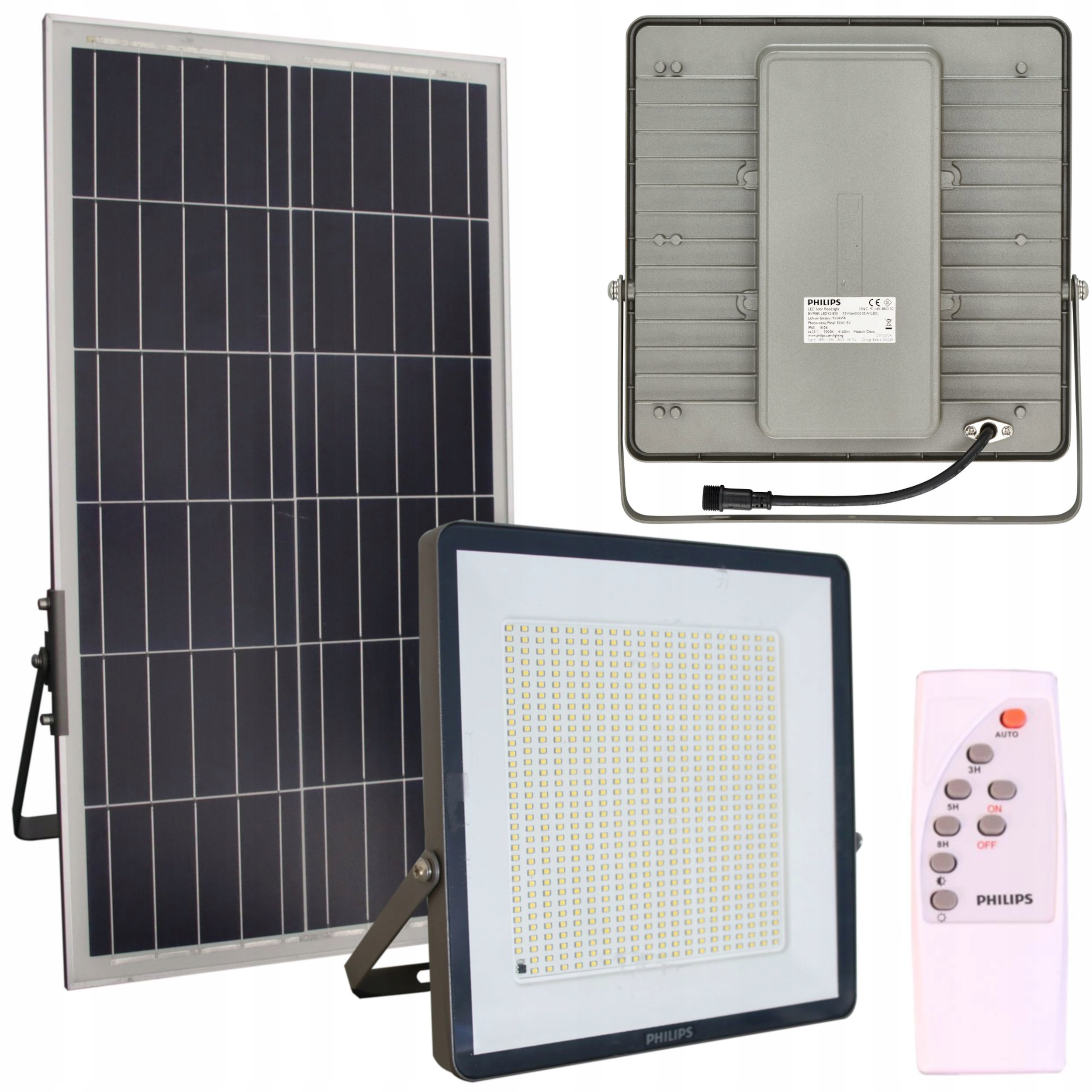 Solární Lampa Led lampa Philips se senzorem soumraku, pouliční Dálkový Ovladač 32W 4000K