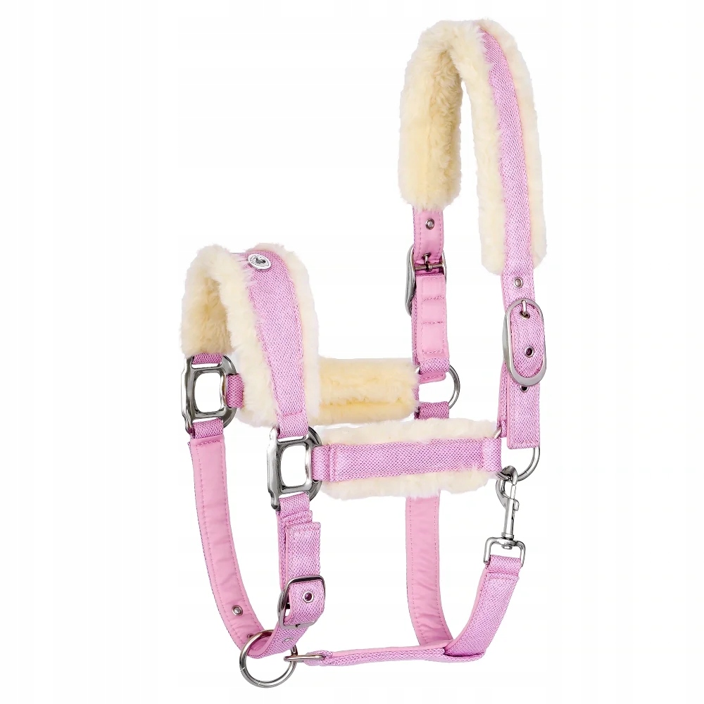 Uzda pro koně Equestrian Queen Rotterdam 25SS s kožešinou růžový Cob