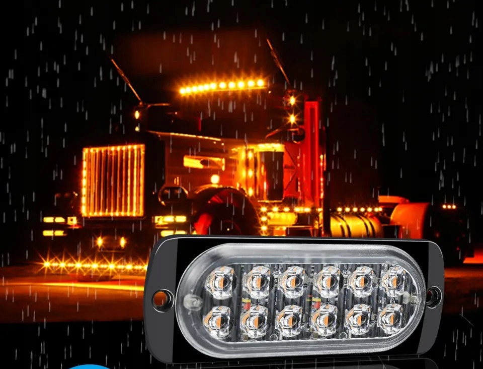 LAMPA 12 LED OSTRZEGAWCZA STROBOSKOP POMOC LAWETA Informacje dodatkowe żarówki w zestawie