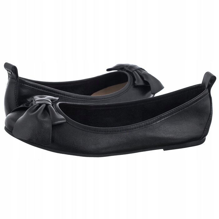 Dámské kožené baleríny s mašličkou Wojas Černá kůže 44007-51