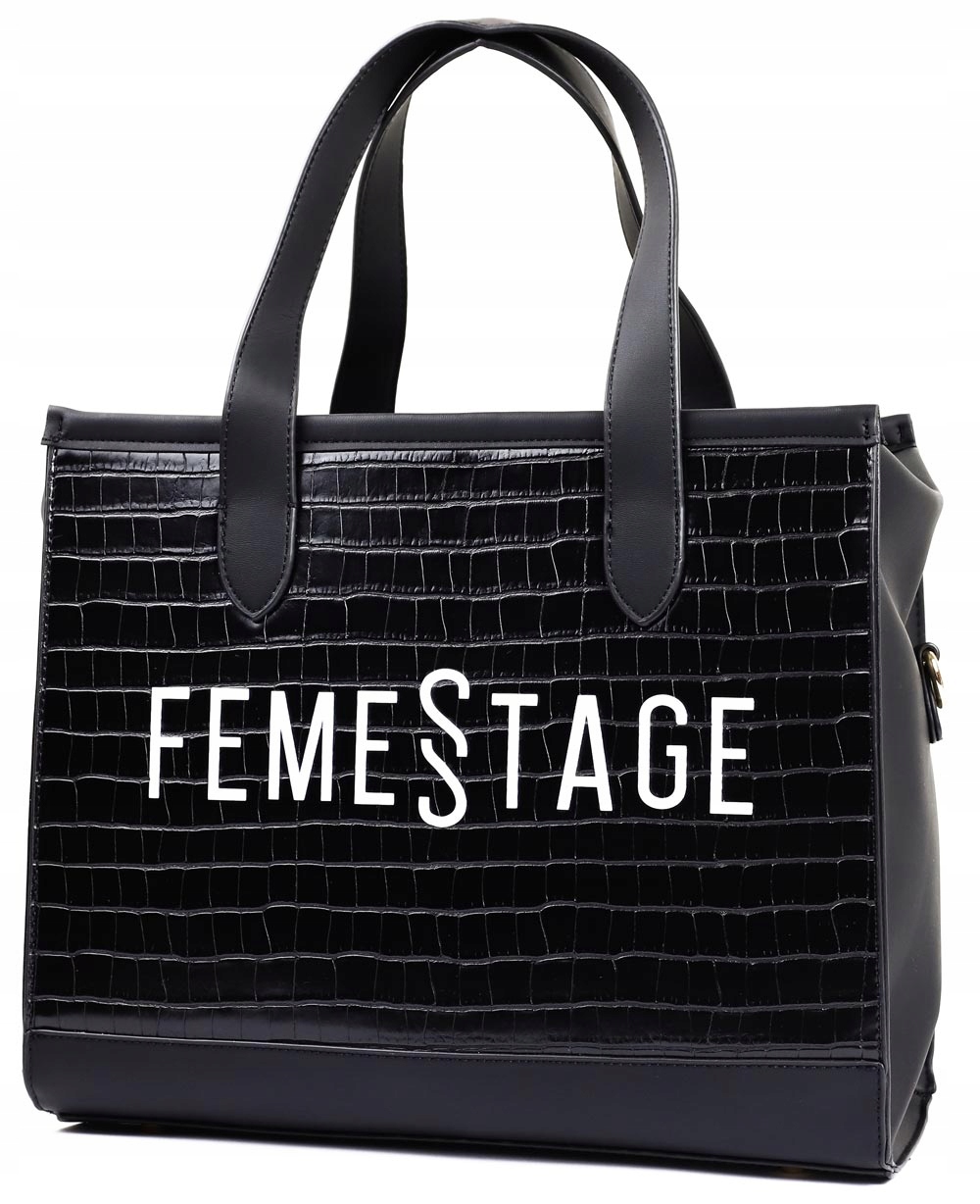 

Torebka Shopper Femestage Czarna z Paskiem A4
