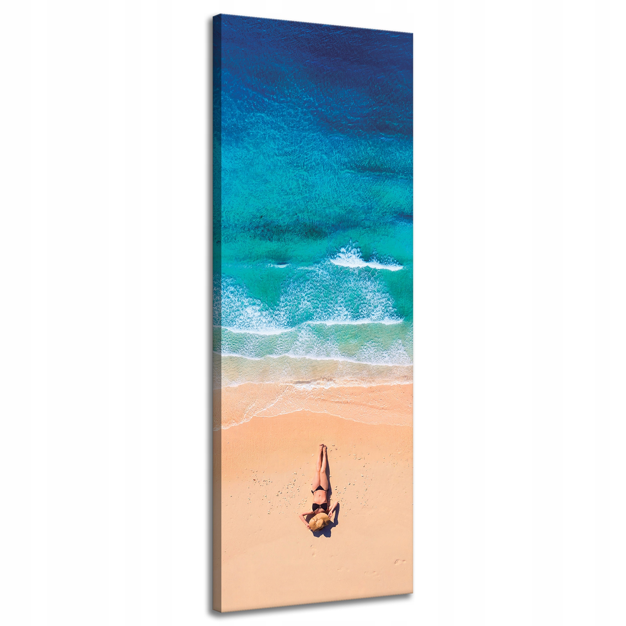 Obraz na plátně Žena Pláž Slunce Vlny 40x120 cm