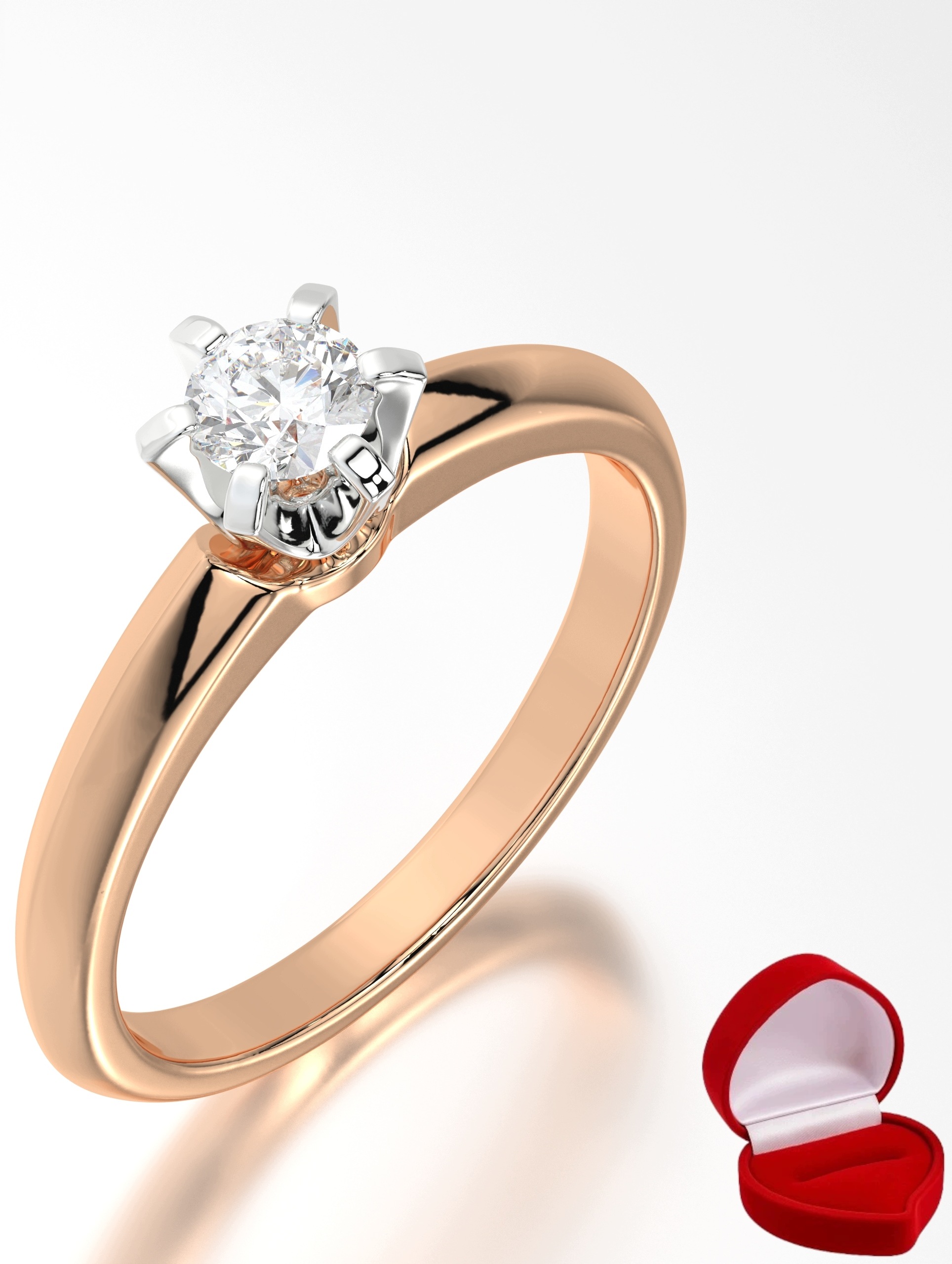 Zlatý Prstýnek 585 14k Brylant 0,19 ct Růžové Zlato R10