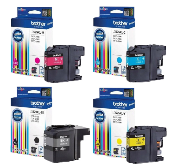 4x Tusze Brother Zestaw Tuszy Dcp j105 LC529 LC529XLBK Komplet