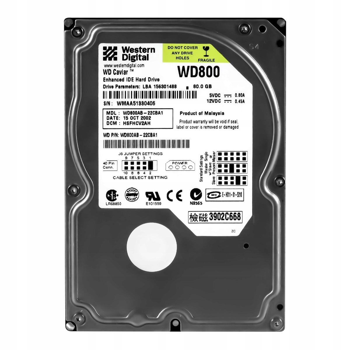 Wd Caviar 80GB 5.4K 2MB Ata 3.5'' WD800AB-22CBA1