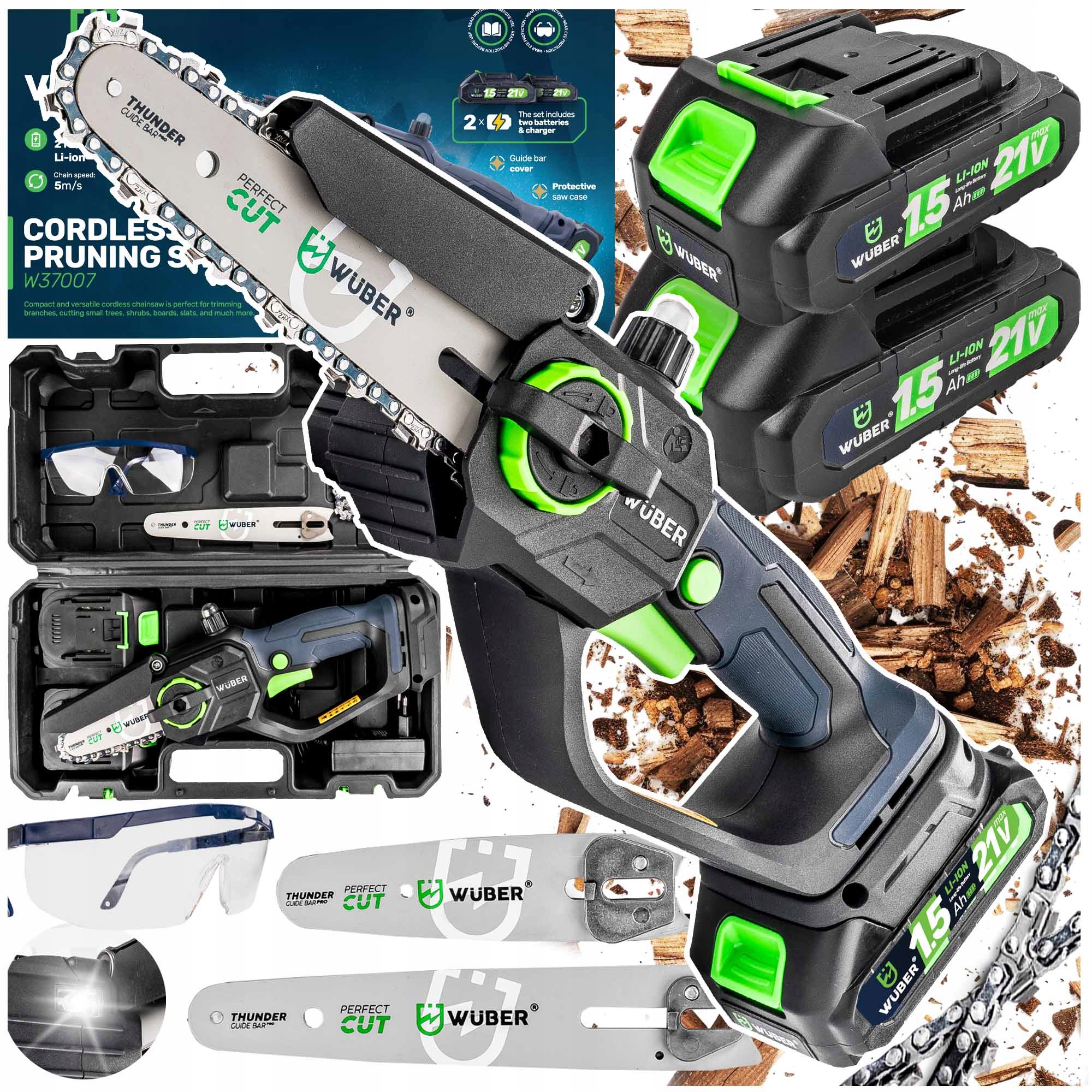 Řetězová Pila Větve Mini Akumulátorová Pila Na Větve 2 Aku Wuber