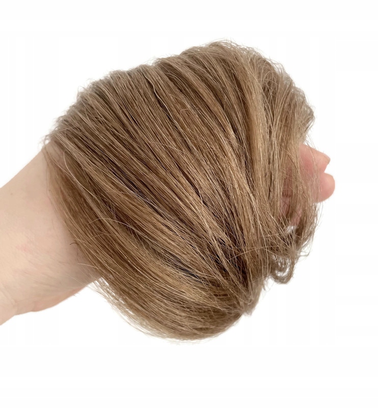 Doczepiany Kok na gumce Włosy 100% Naturalne treska 6 Ciemny blond Gęsta!