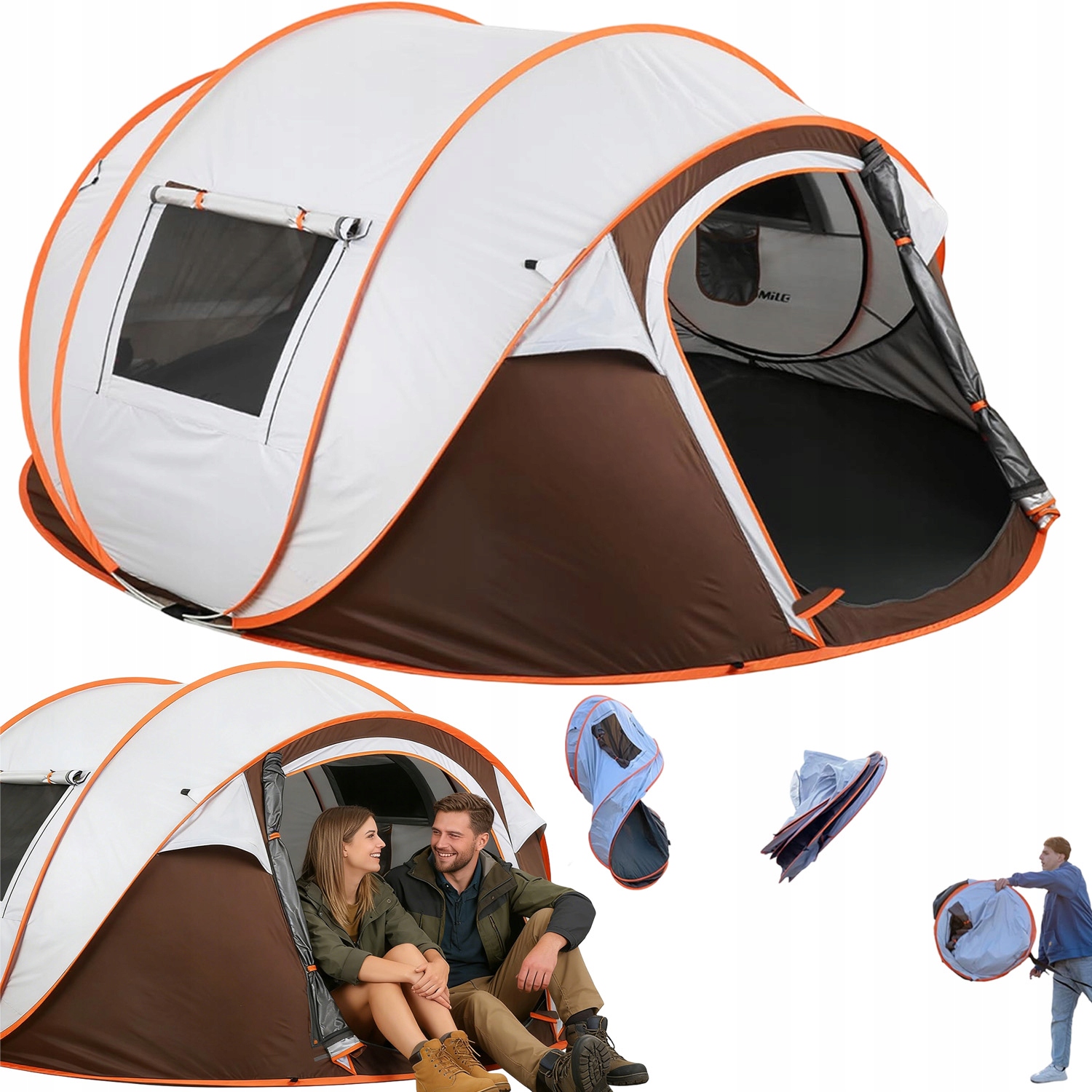 Stan Kempingový Pop-up Pro 5-6 Osob S Dvěma Vchody A Taškou Pro Uložení