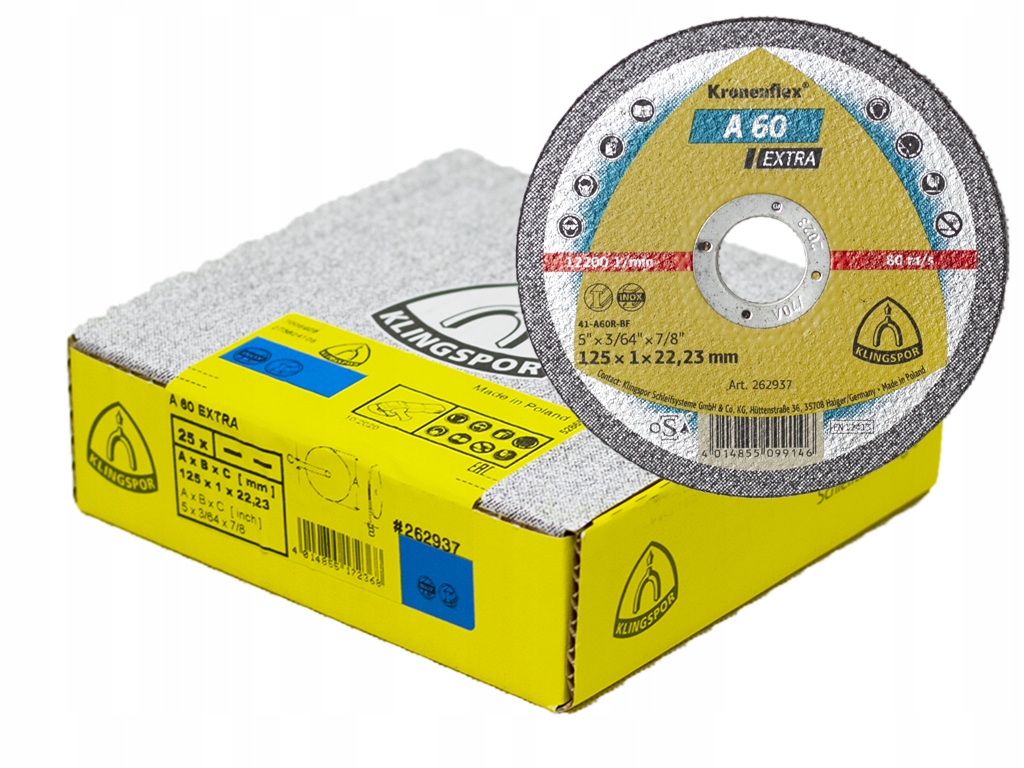 TARCZA CIĘCIA METALU KLINGSPOR A60 INOX 125X1 25SZ