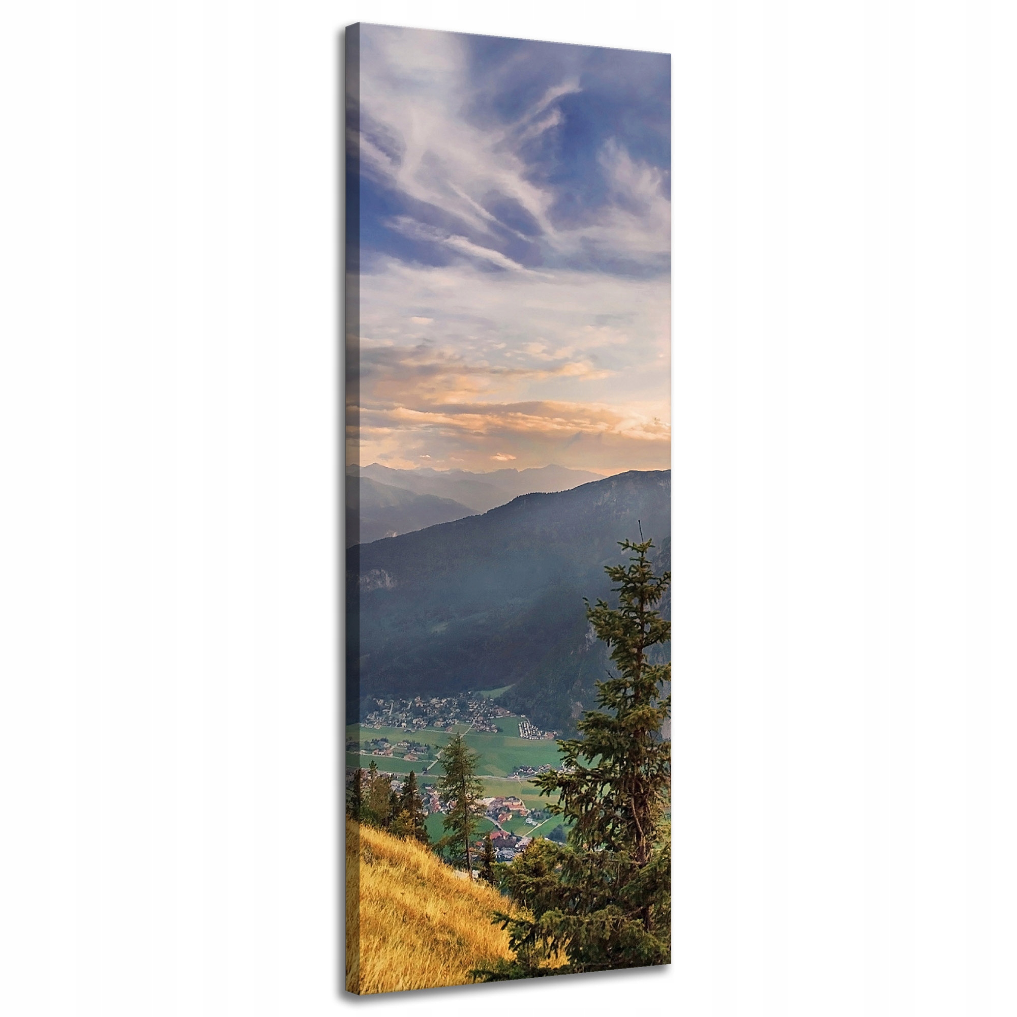 Obraz na plátně Slunce nad horami Mraky Vesnice 40x120 cm