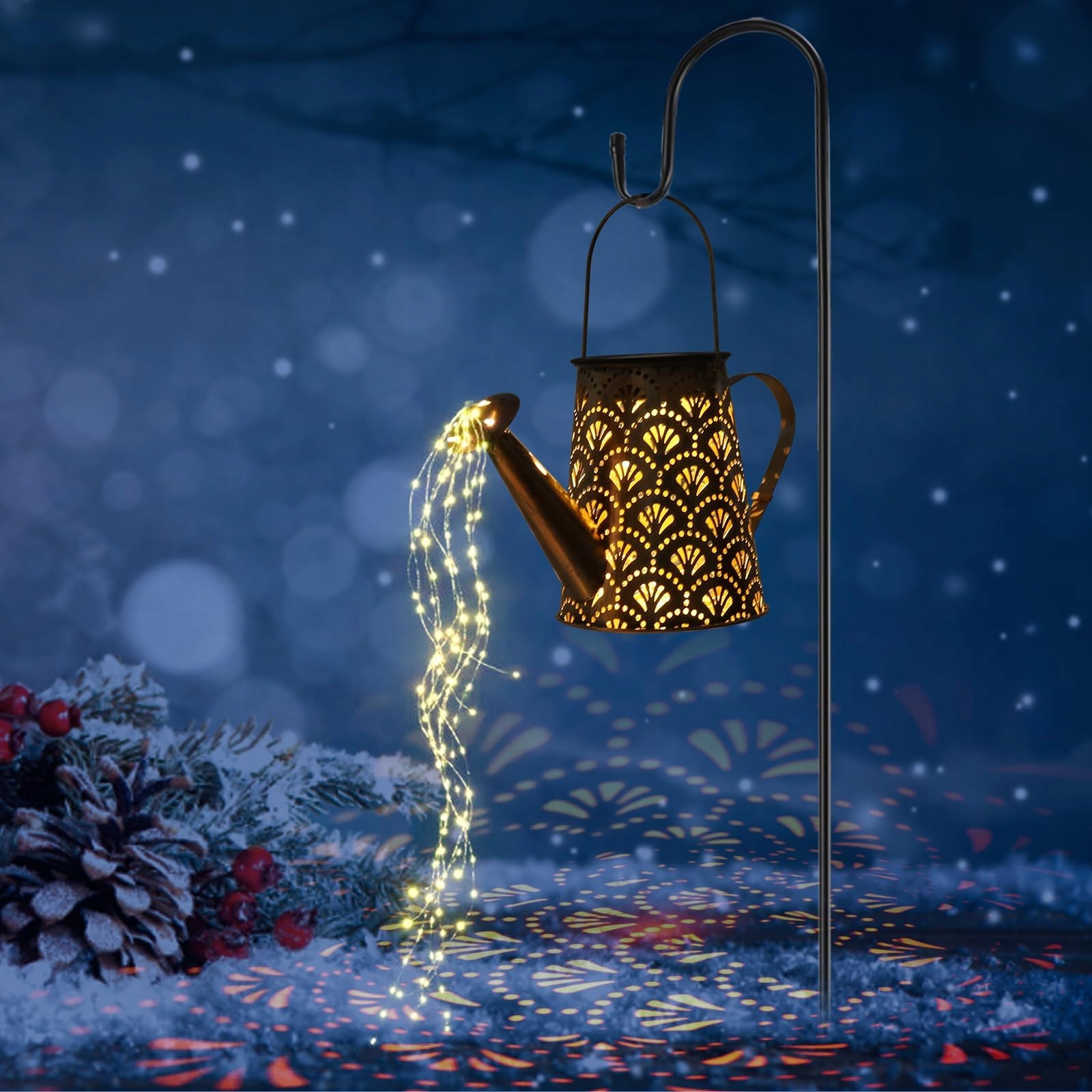 Konewka Solarna LED Ogrodowa Nowoczesna Dekoracja Z Lampkami 75cm GUKKK — miniatura 8
