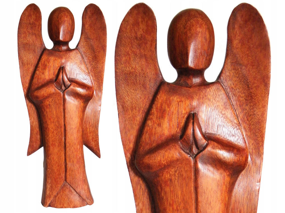 Figura z Drewna RZEŹBA Abstrakcja ANIOŁ 40cm
