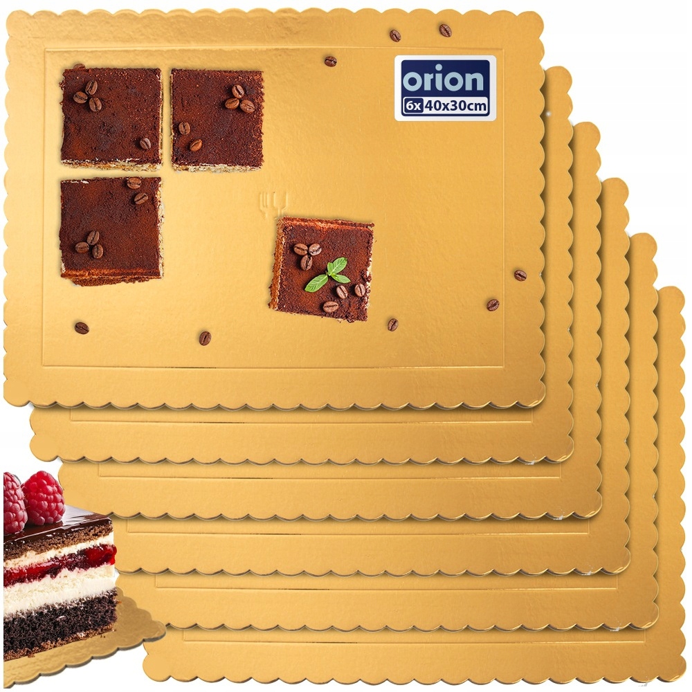 Levně Dortový korpus, dort, zlatý obdélníkový, 40x30 cm, 6 ks.