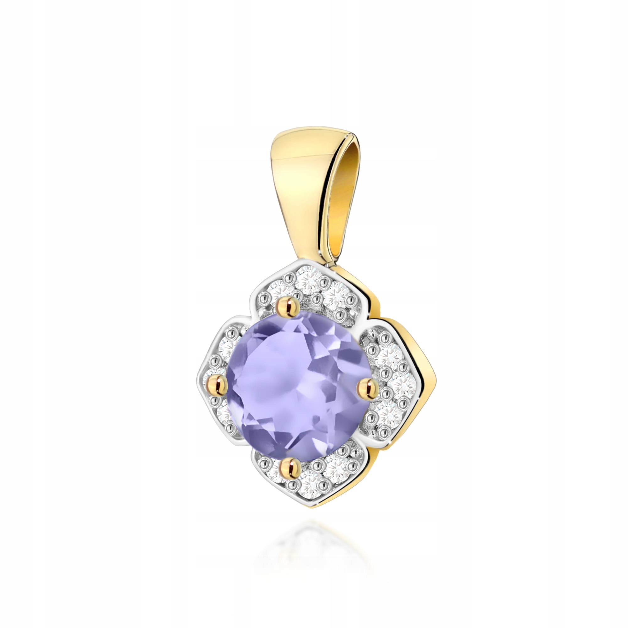 Zlatý přívěsek 585 s tanzanitem 0,50 ct a brilianty 0,5 g květ